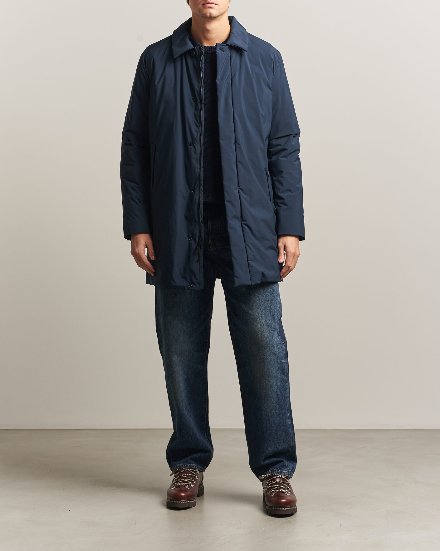 Homme | Manteaux Et Vestes | Woolrich | Cloud Lamar Light Padded Coat Melton Blue