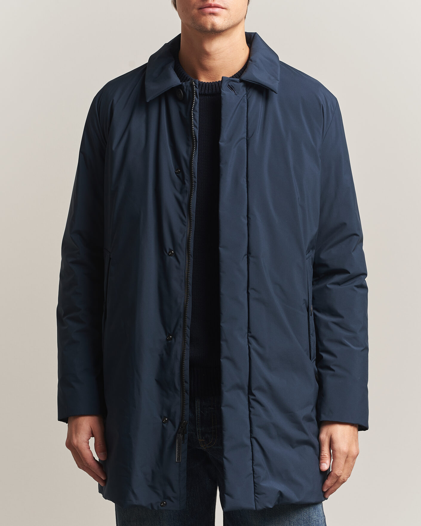 Homme | Manteaux Et Vestes | Woolrich | Cloud Lamar Light Padded Coat Melton Blue