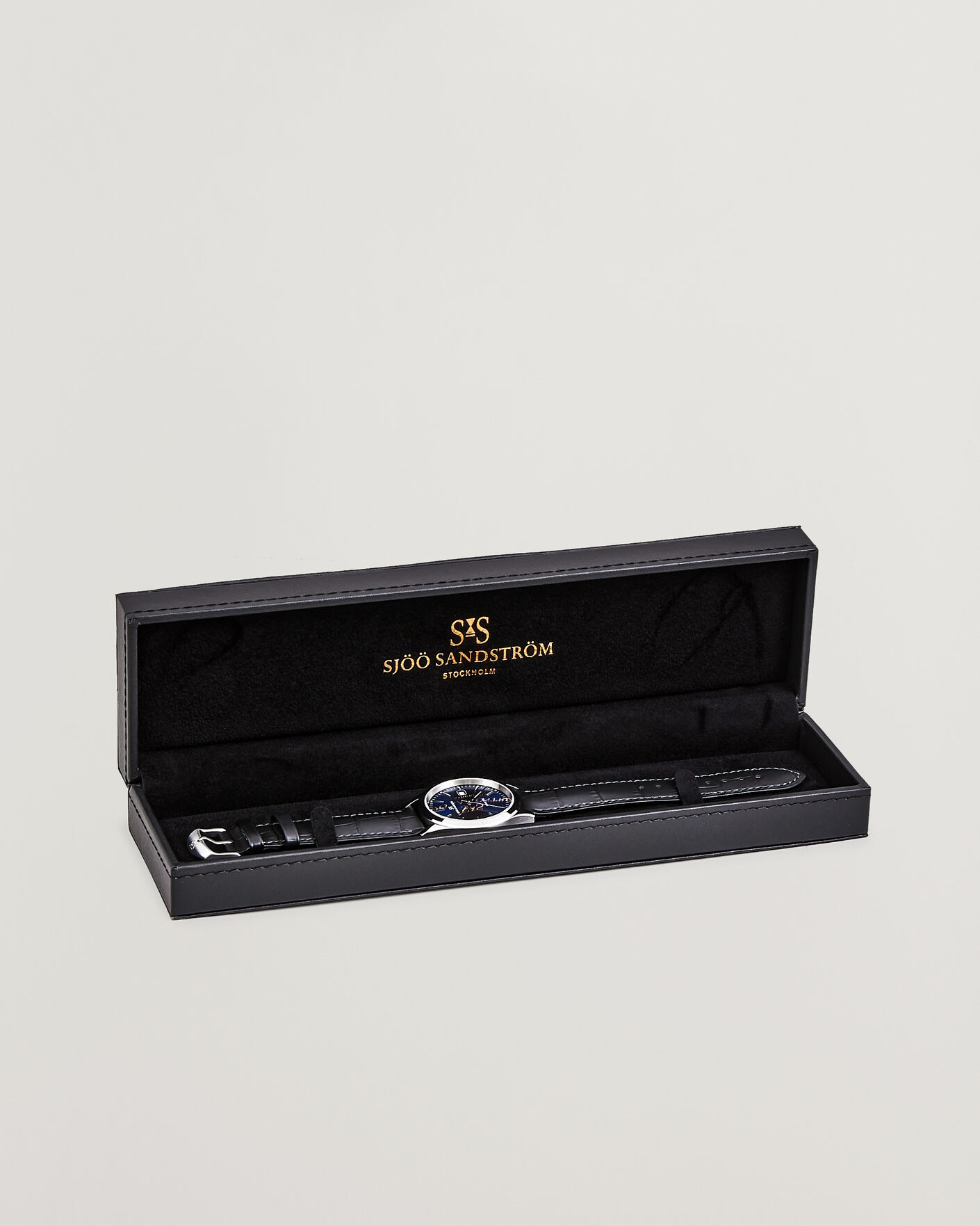 Homme | Sjöö Sandström Jubilee Steel Quartz 40mm Black Calf Blue Dial | Sjöö Sandström | Jubilee Steel Quartz 40mm Black Calf Blue Dial