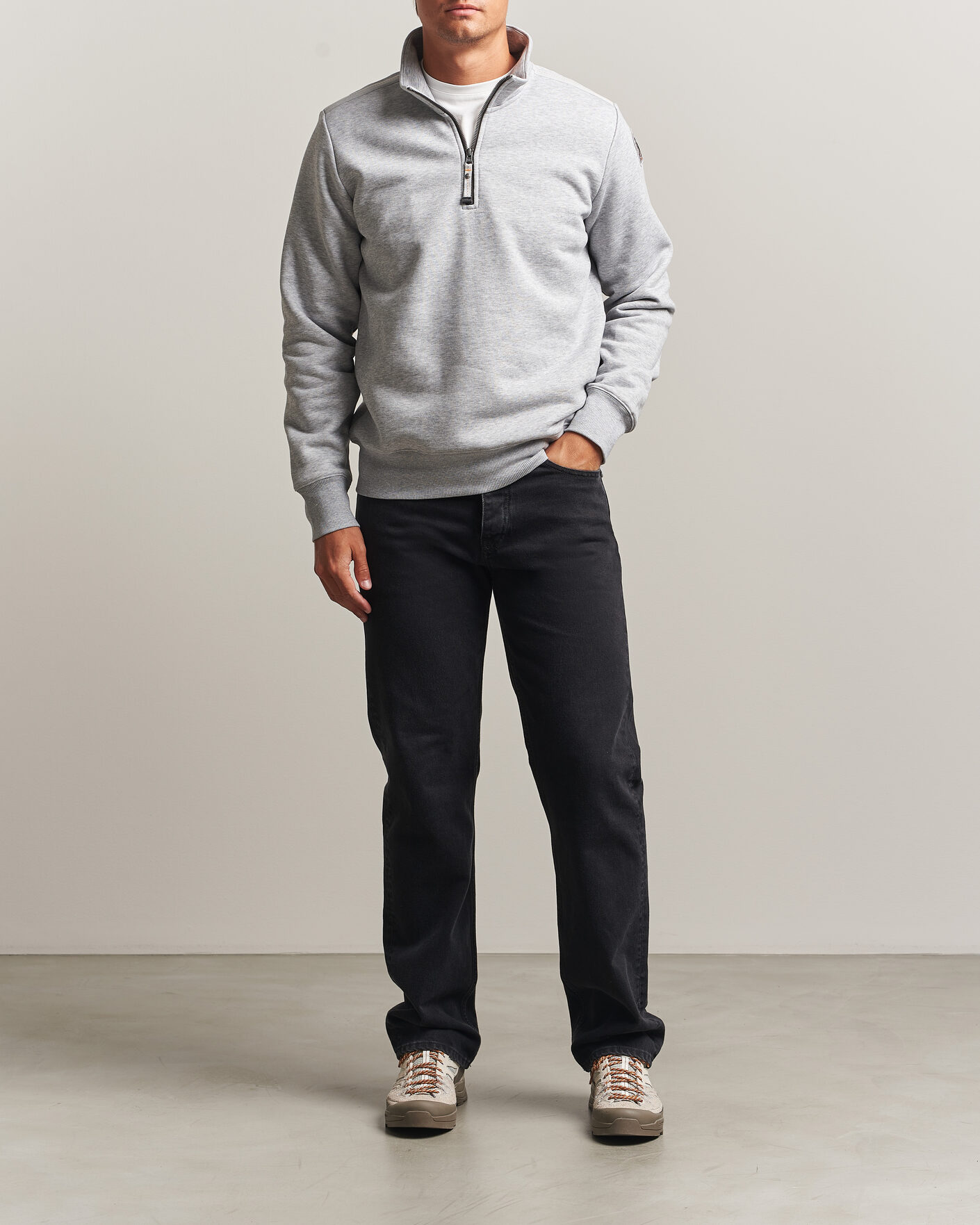 Homme | Pulls Et Tricots | Parajumpers | Broad Peak Super Easy Half Zip Sweatshirt Ash Grey Melange