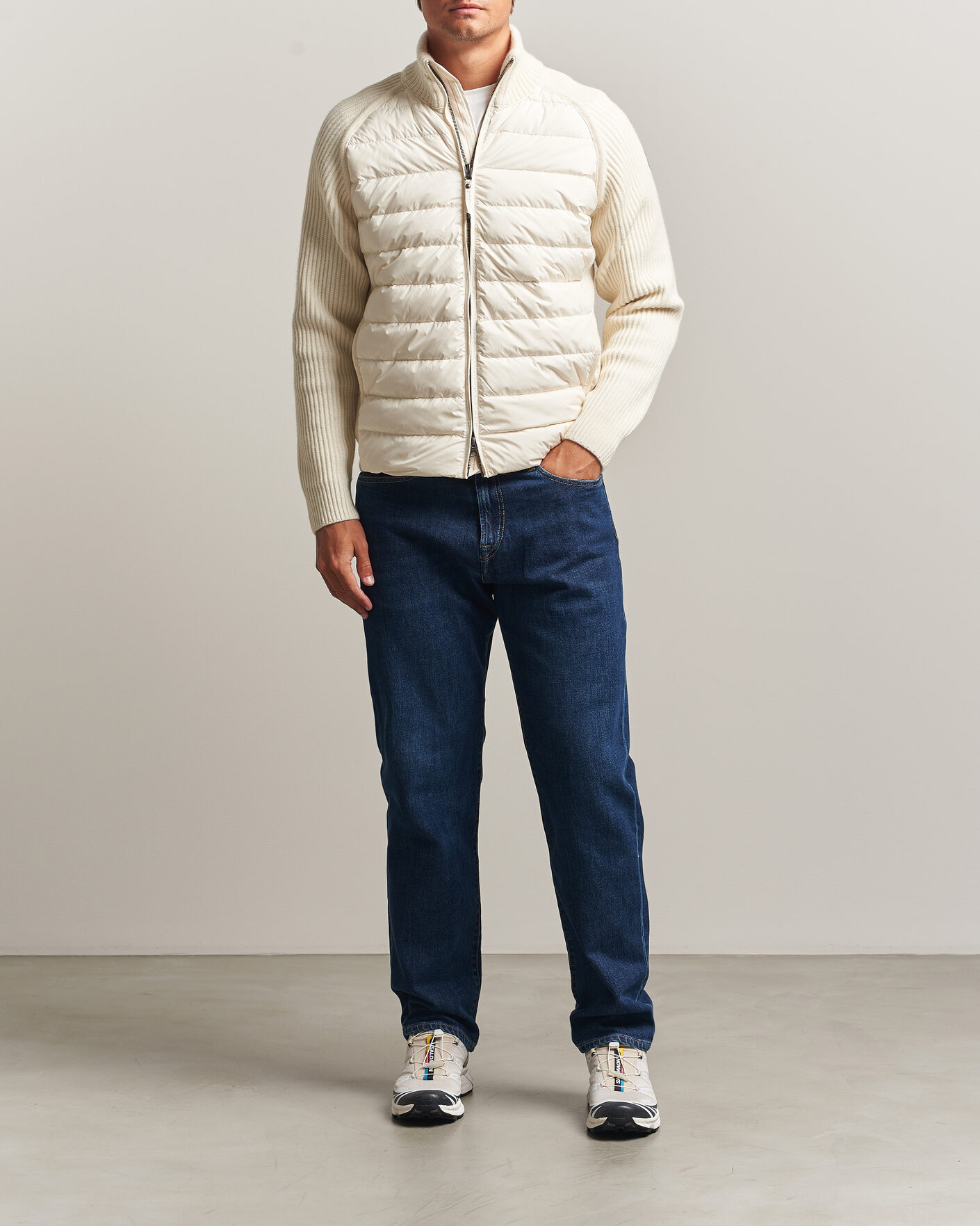 Homme | Manteaux Et Vestes | Parajumpers | Olmo Rib Knitted Hybrid Jacket Warm Ivory