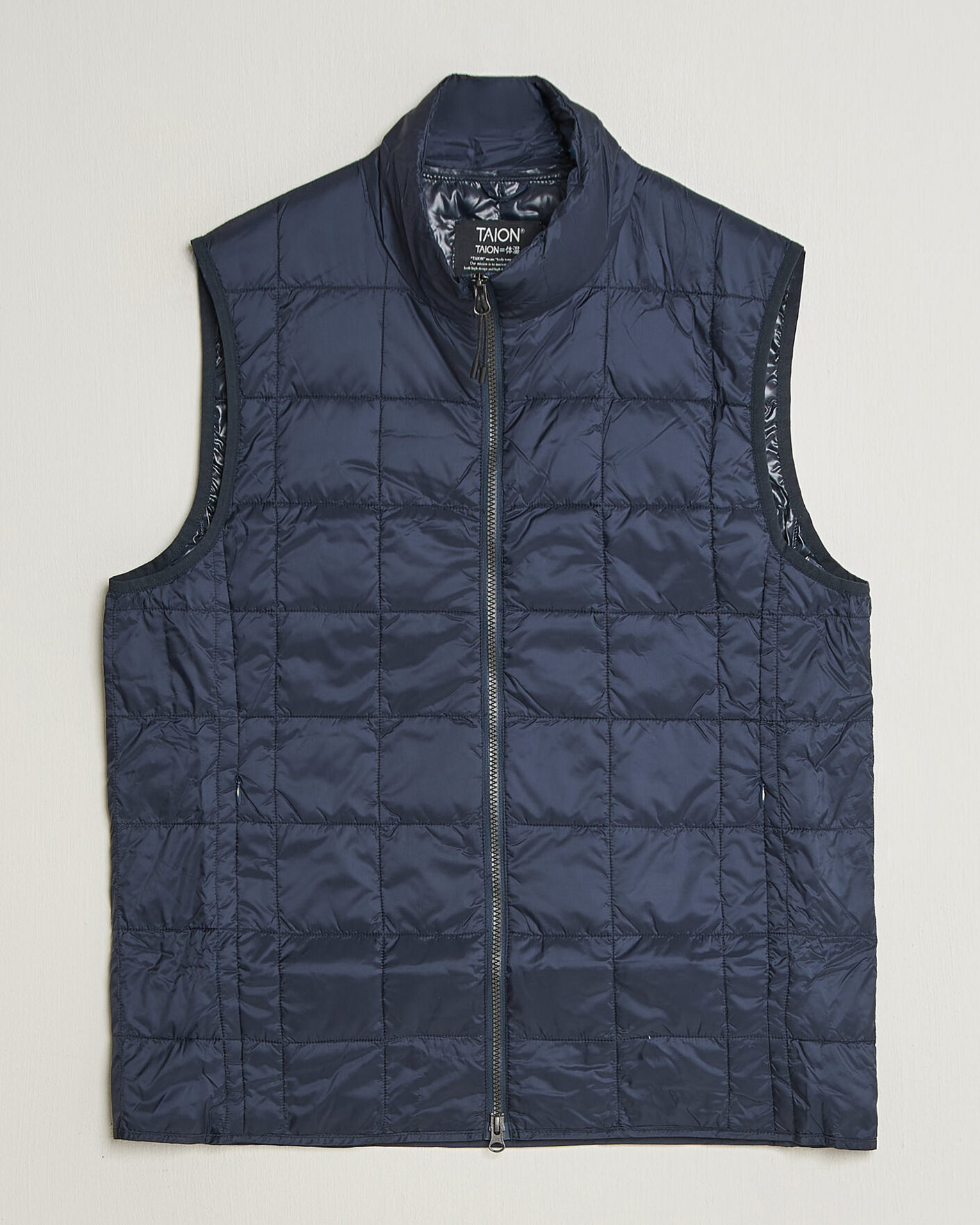 Homme | Gilets | TAION | High Neck Full Zip Lightweight Down Vest Dark Navy