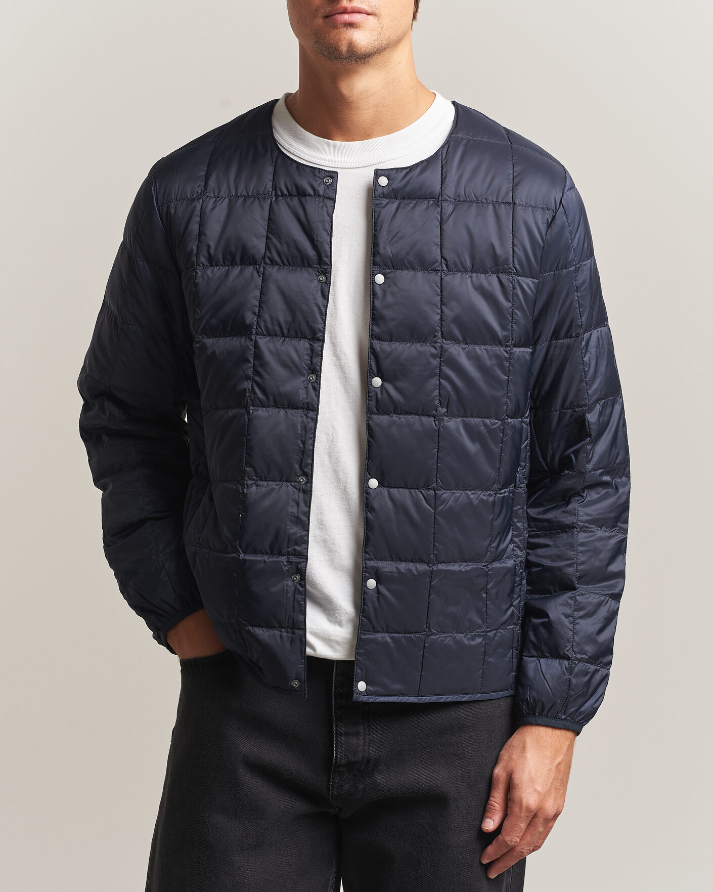 Homme | Manteaux Et Vestes | TAION | Crew Neck Button Down Jacket Dark Navy