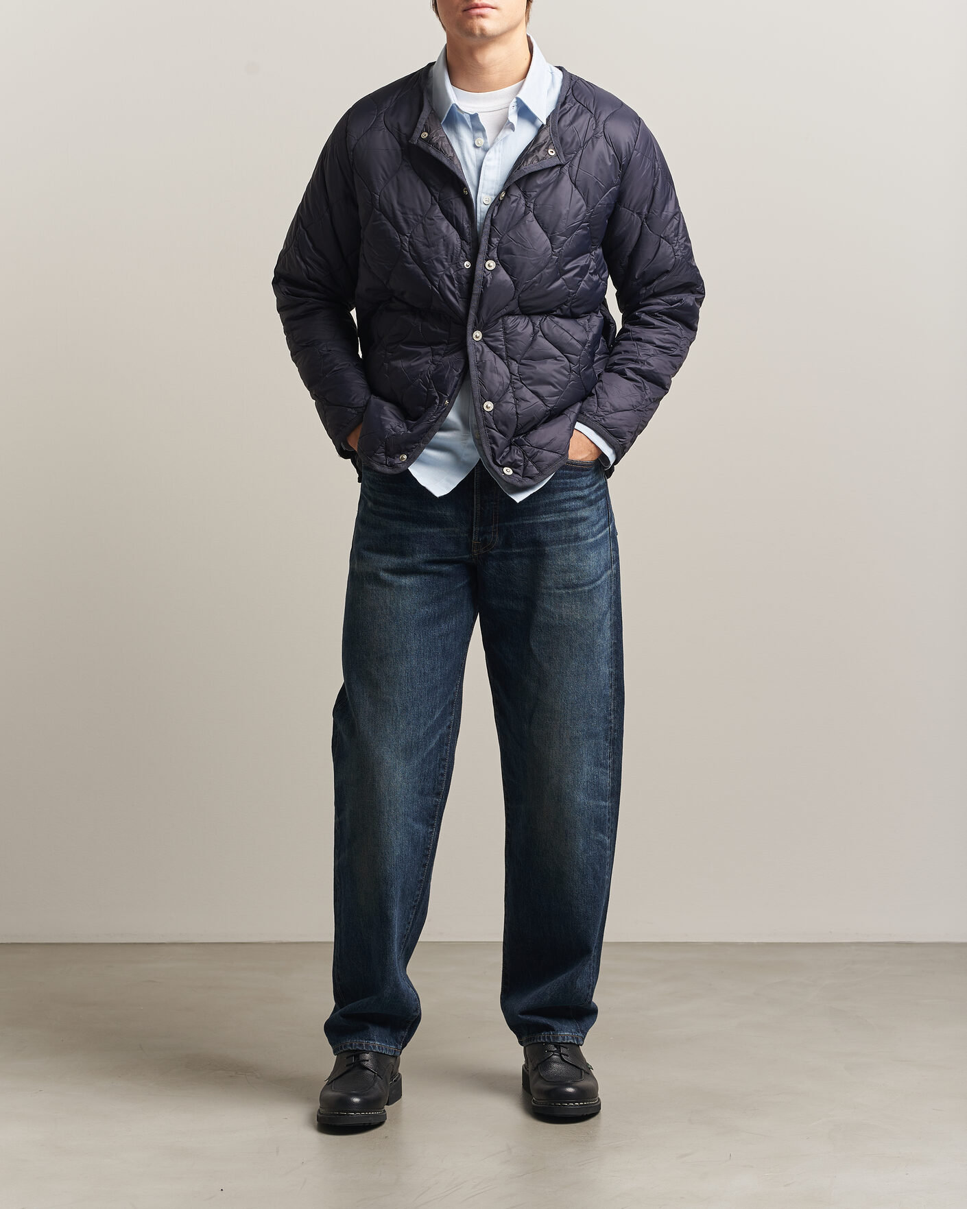 Homme | Manteaux Et Vestes | TAION | Military Crew Neck Down Jacket Dark Navy