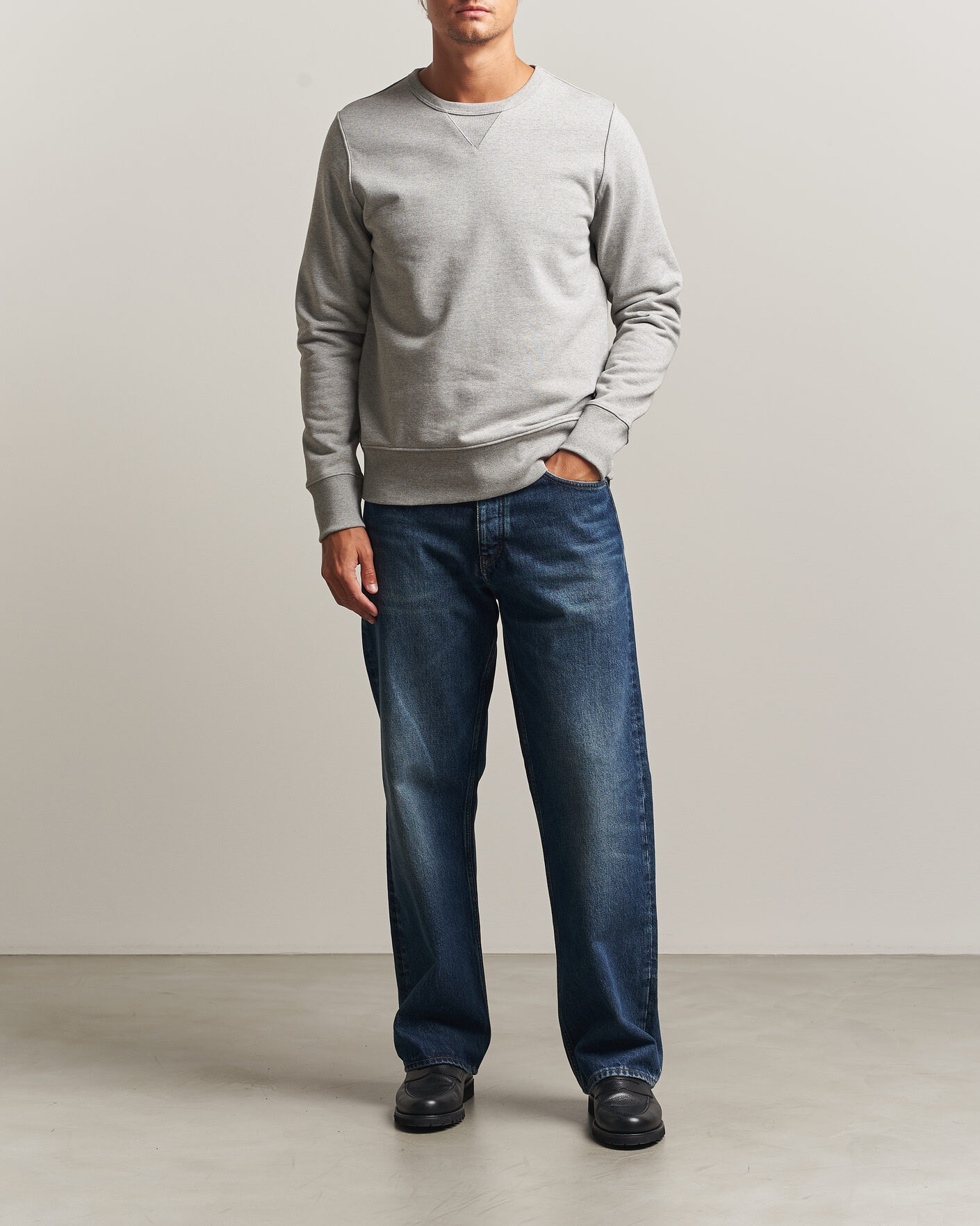 Homme | Pulls Et Tricots | Merz b. Schwanen | Classic Fit Loopwheeled Heavyweight Sweatshirt Grey Melange