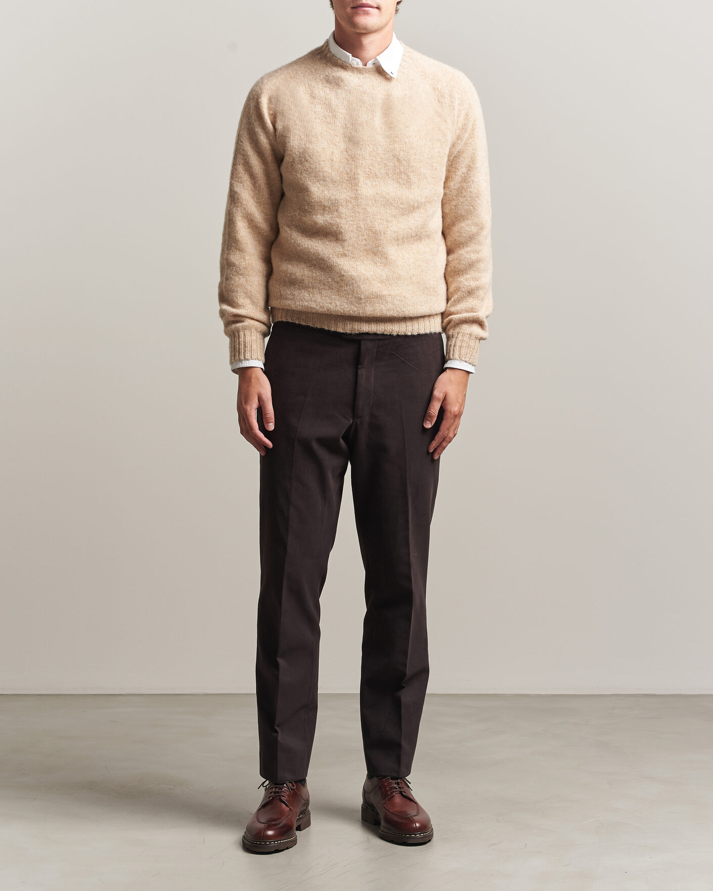 Homme | Pulls Et Tricots | Harley Of Scotland | Brushed Supersoft Lambswool Crewneck Calico