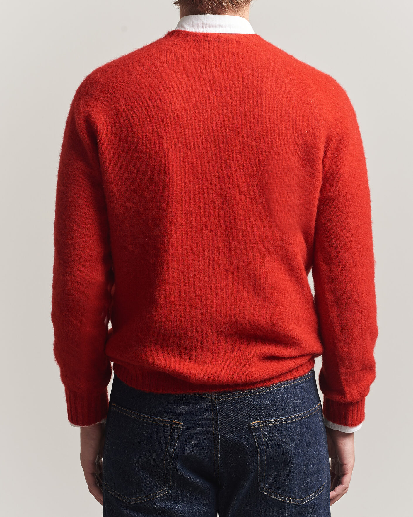 Homme | Pulls Et Tricots | Harley Of Scotland | Brushed Supersoft Lambswool Crewneck Cardinal