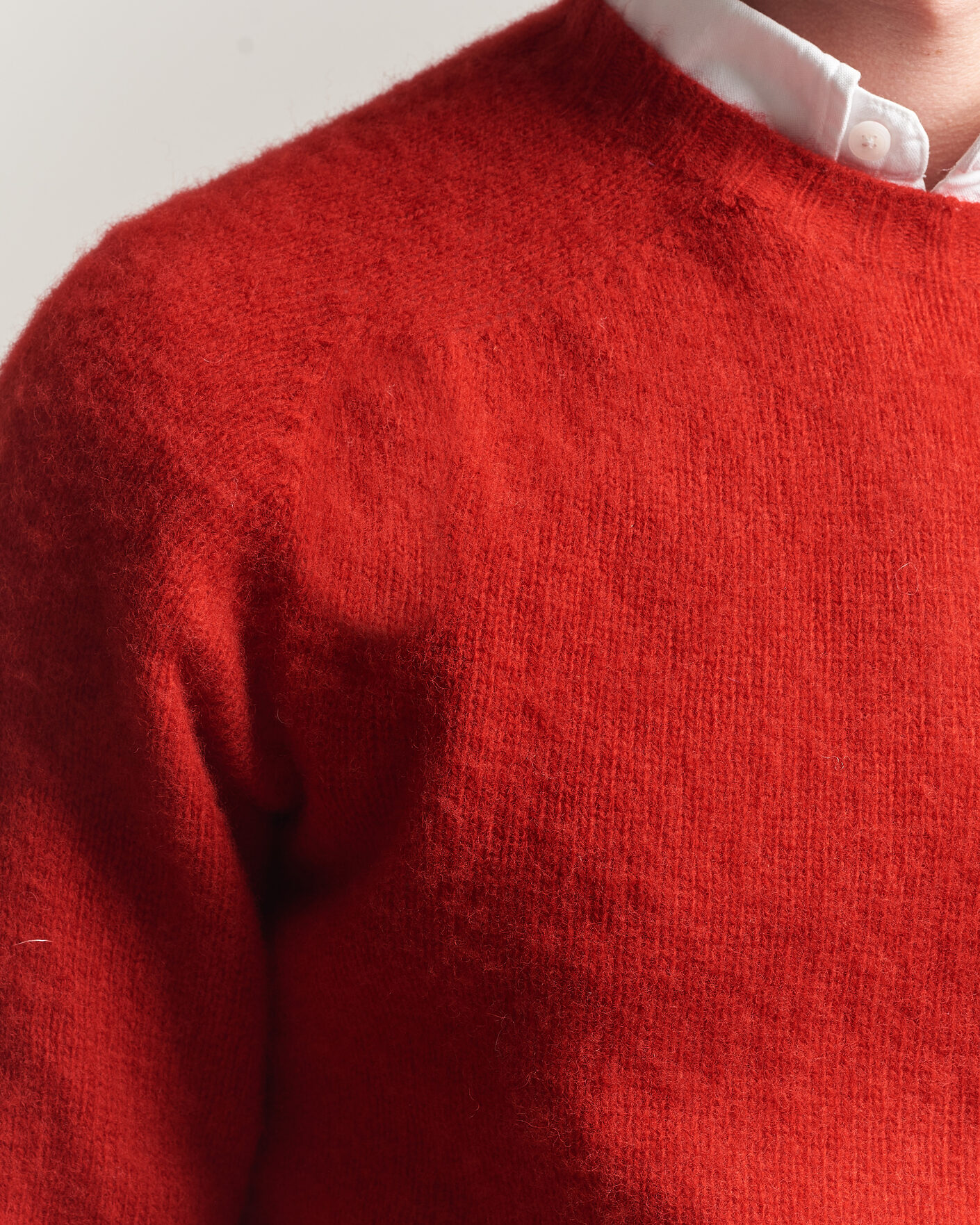 Homme | Pulls Et Tricots | Harley Of Scotland | Brushed Supersoft Lambswool Crewneck Cardinal