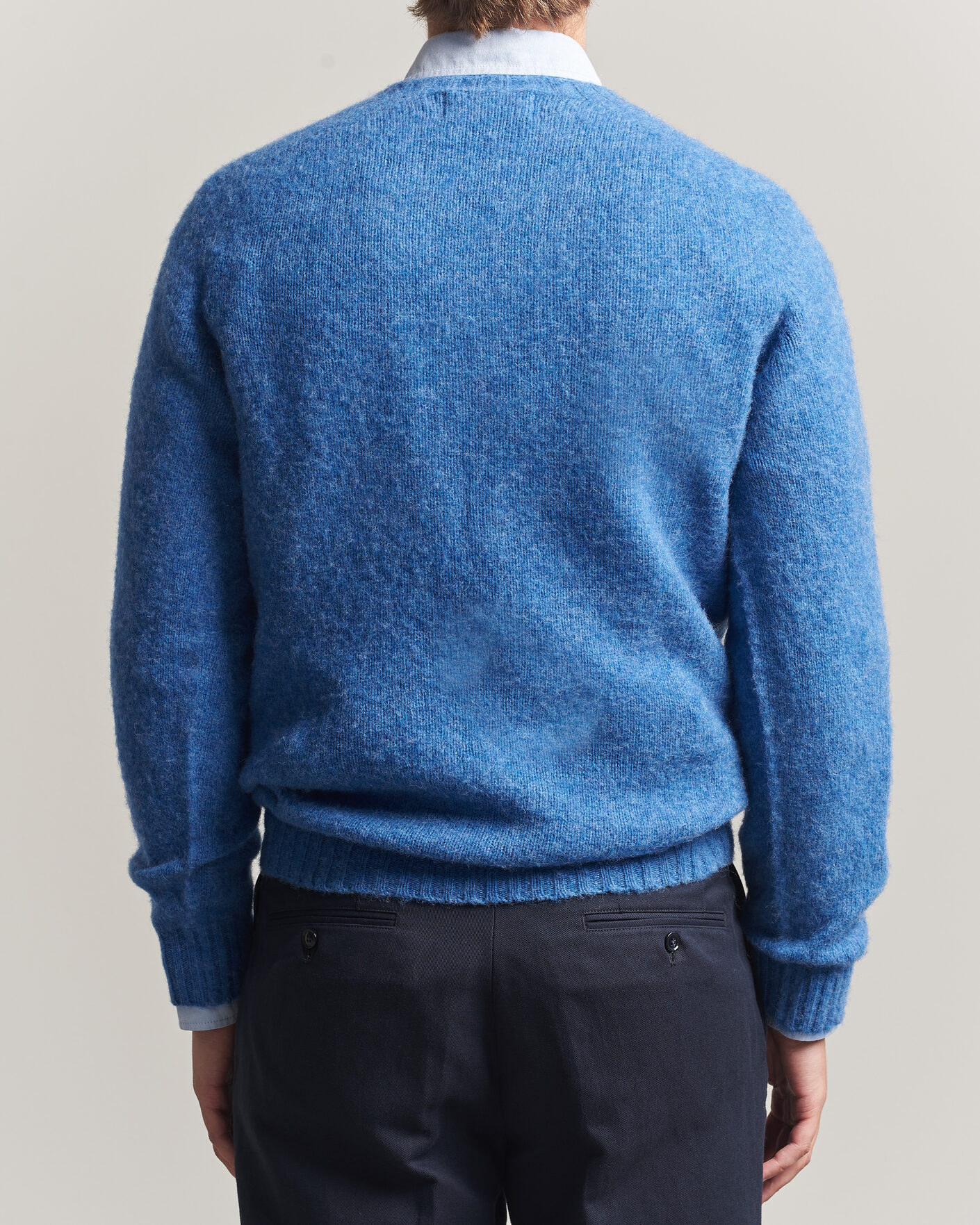 Homme | Pulls Et Tricots | Harley Of Scotland | Brushed Supersoft Lambswool Crewneck Cobalt