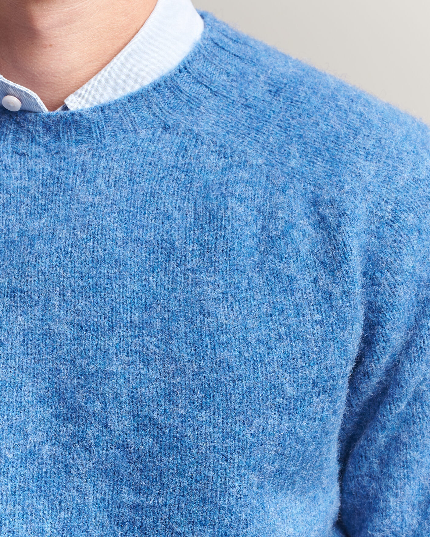 Homme | Pulls Et Tricots | Harley Of Scotland | Brushed Supersoft Lambswool Crewneck Cobalt