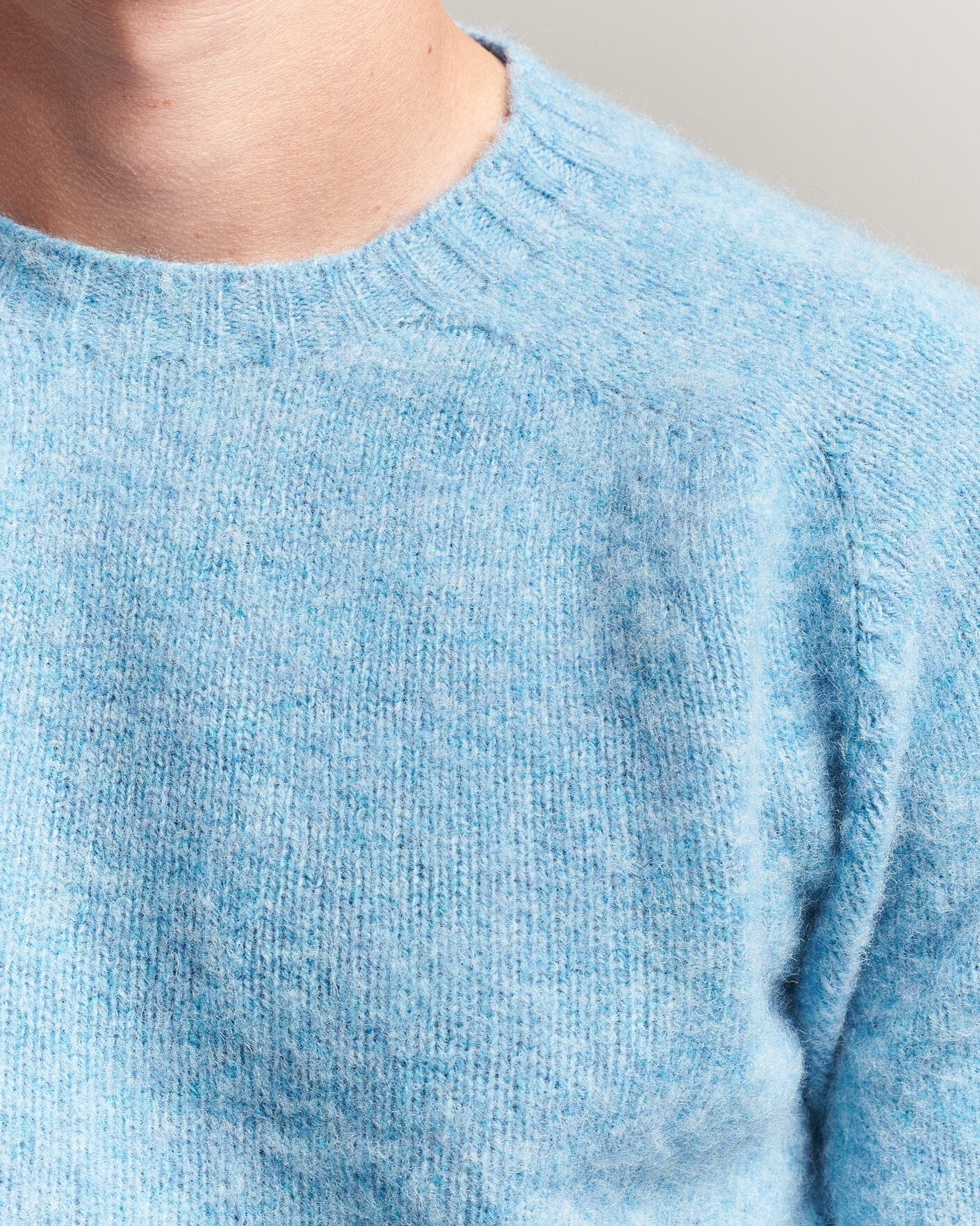 Homme | Pulls Et Tricots | Harley Of Scotland | Brushed Supersoft Lambswool Crewneck Loch Blue