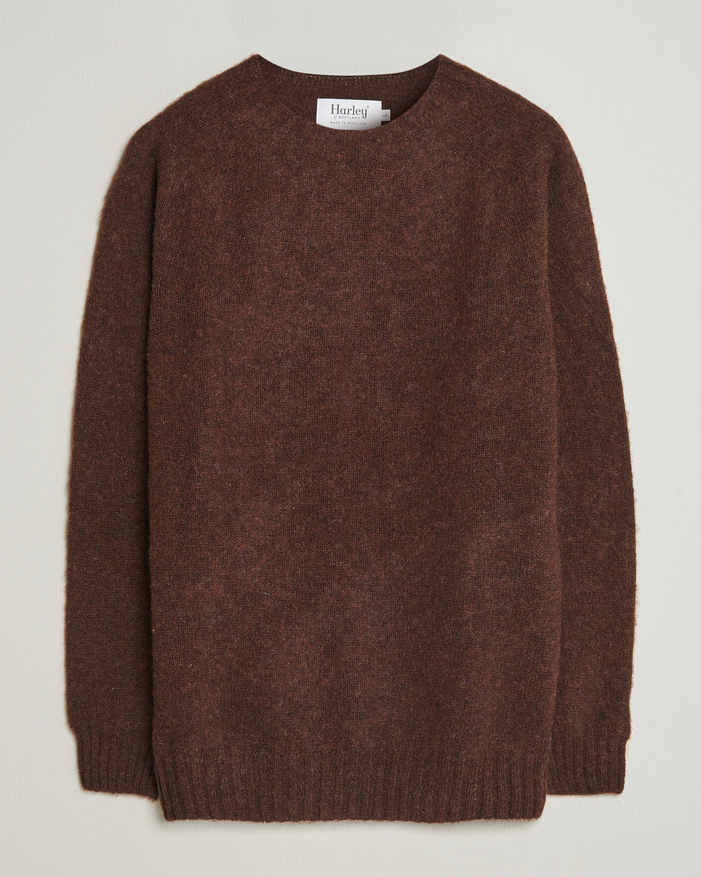 Homme | Pulls Et Tricots | Harley Of Scotland | Brushed Supersoft Lambswool Crewneck Marron