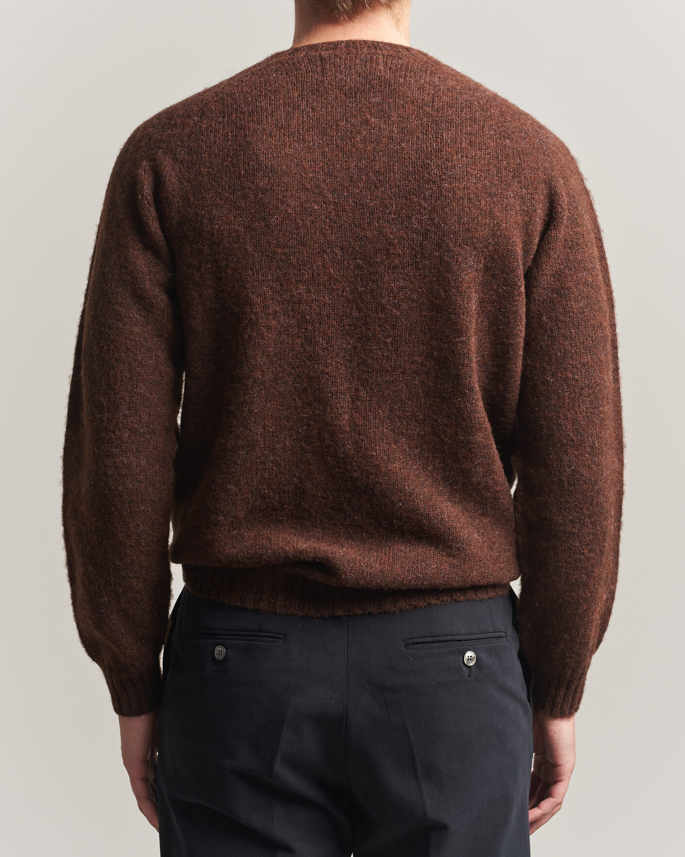 Homme | Pulls Et Tricots | Harley Of Scotland | Brushed Supersoft Lambswool Crewneck Marron