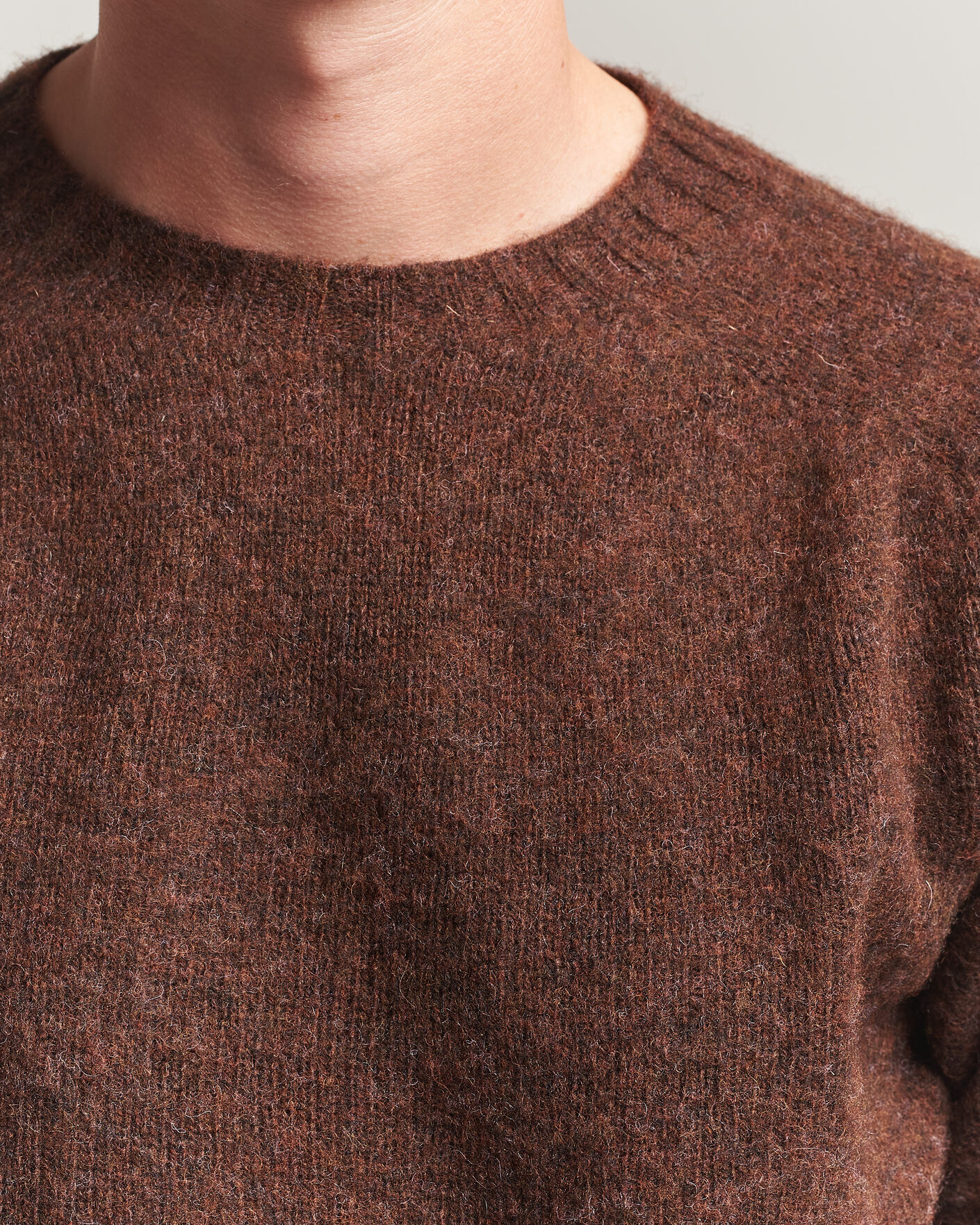 Homme | Pulls Et Tricots | Harley Of Scotland | Brushed Supersoft Lambswool Crewneck Marron