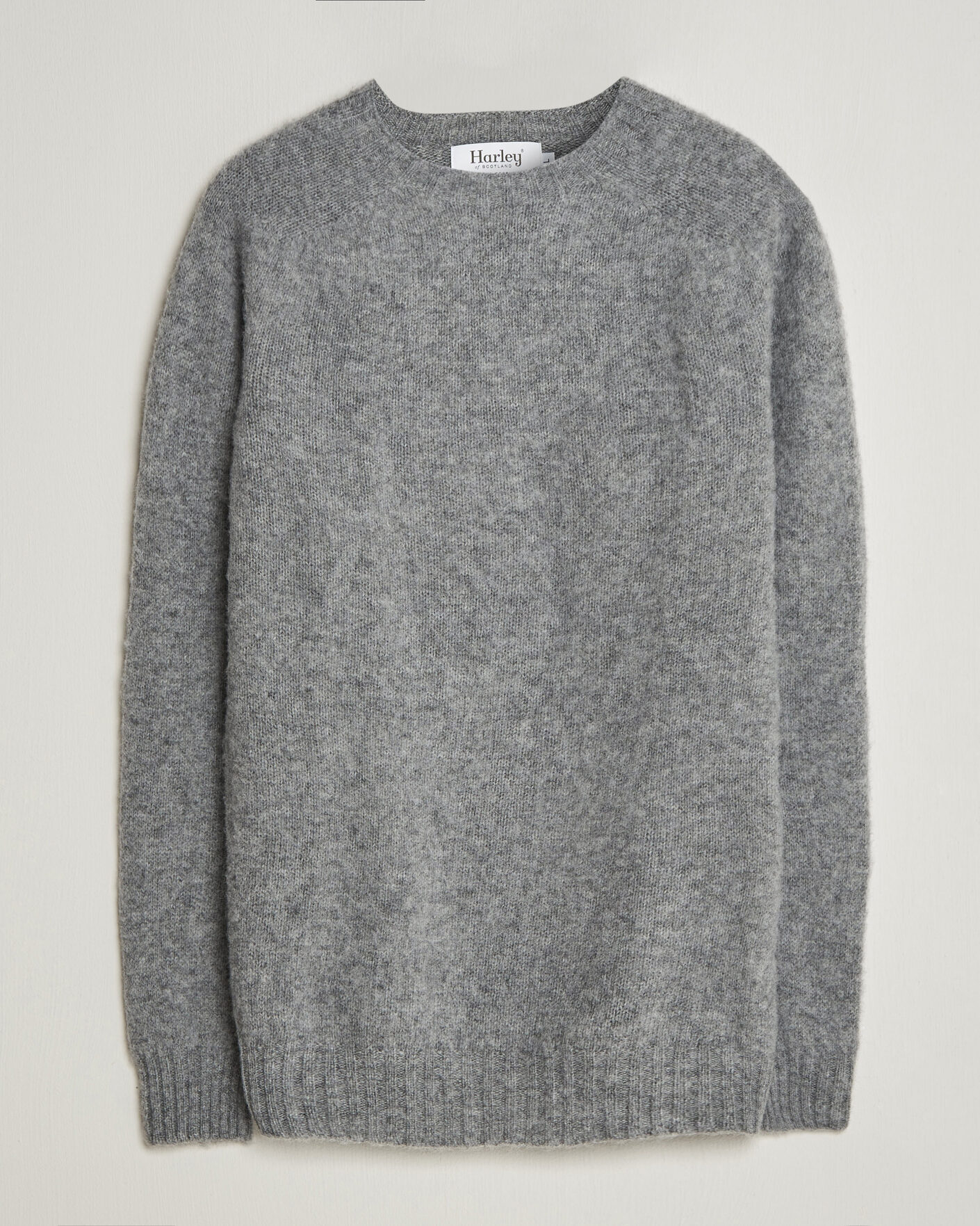 Homme | Pulls Et Tricots | Harley Of Scotland | Brushed Supersoft Lambswool Crewneck Mid Grey