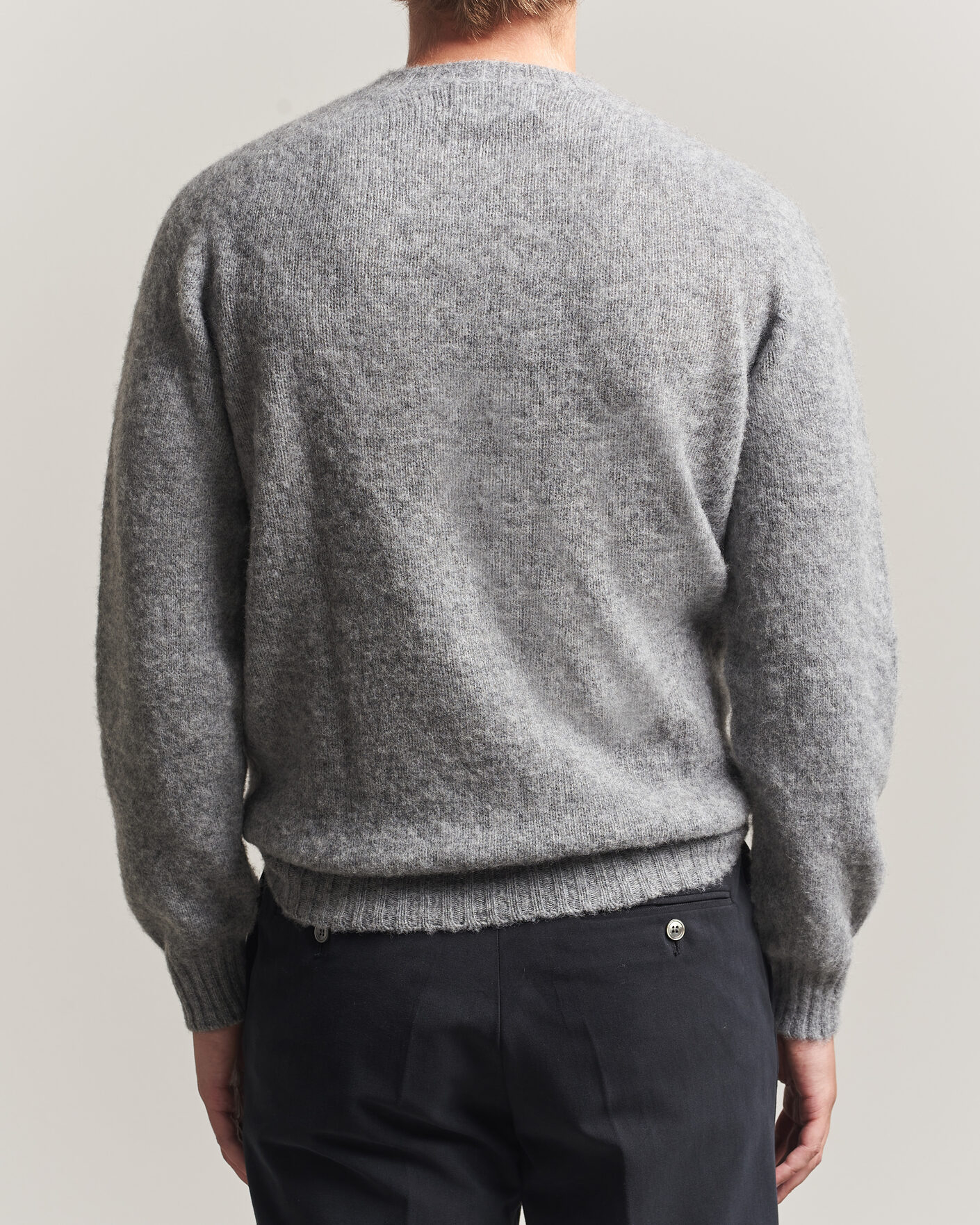 Homme | Pulls Et Tricots | Harley Of Scotland | Brushed Supersoft Lambswool Crewneck Mid Grey