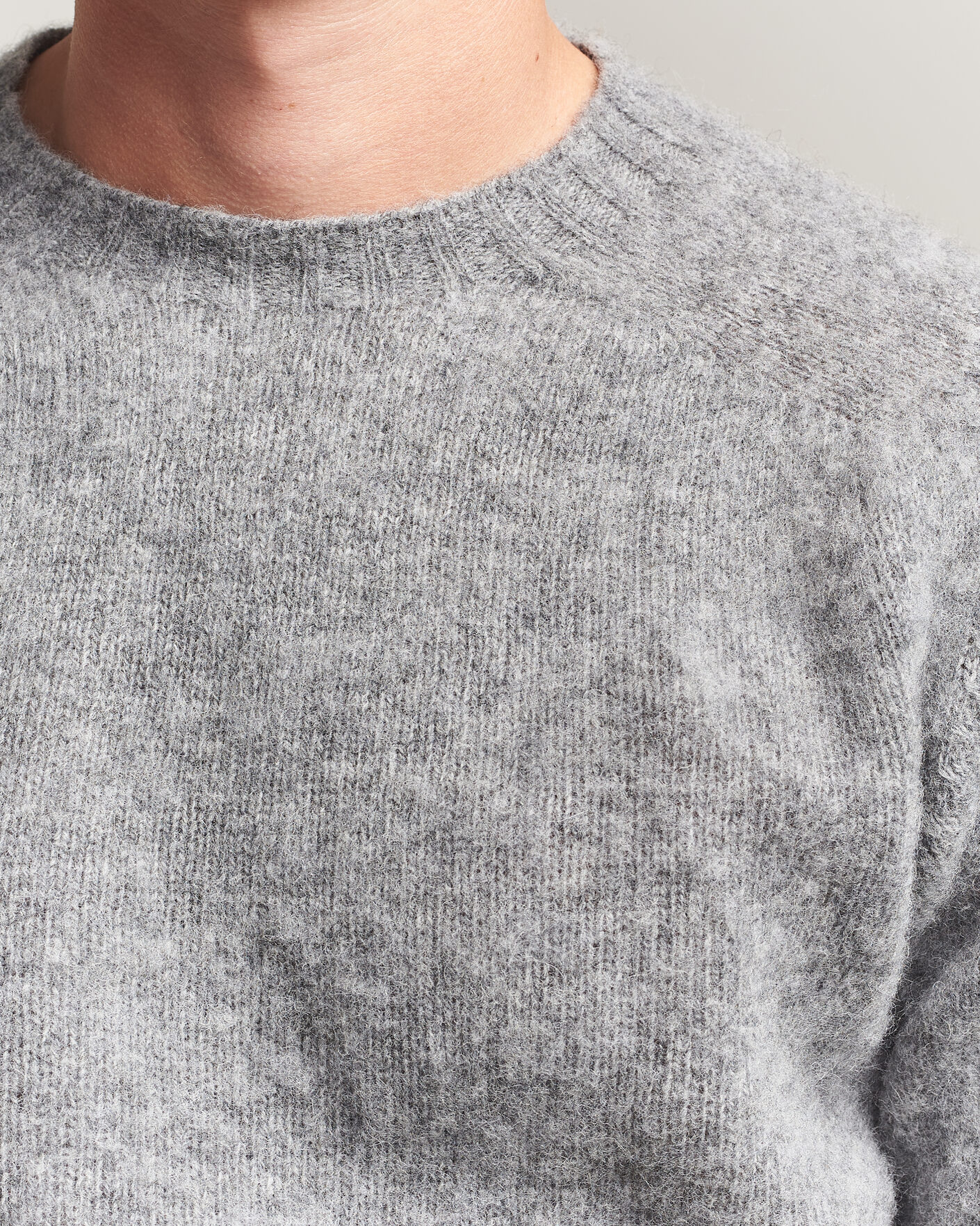 Homme | Pulls Et Tricots | Harley Of Scotland | Brushed Supersoft Lambswool Crewneck Mid Grey
