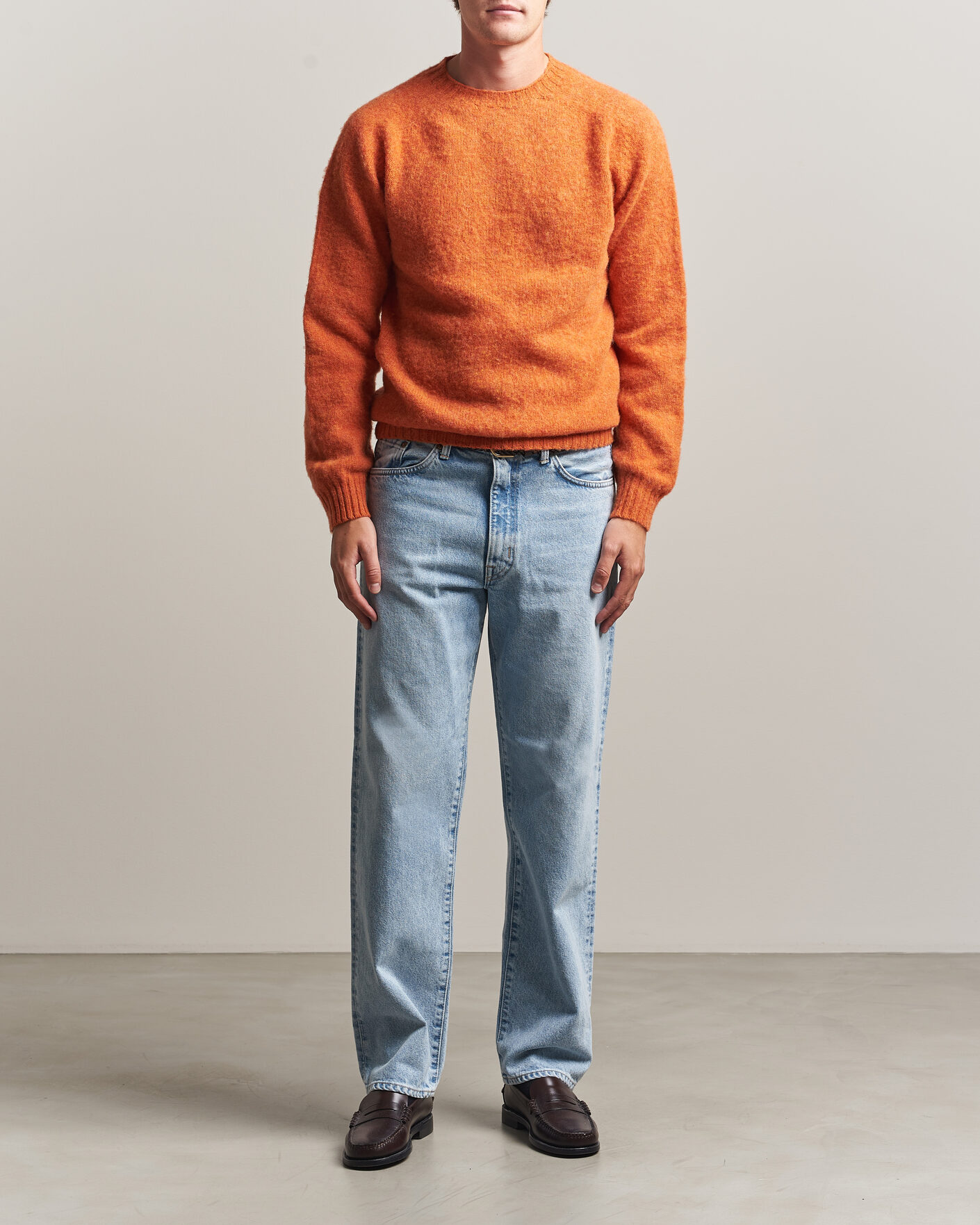 Homme | Pulls Et Tricots | Harley Of Scotland | Brushed Supersoft Lambswool Crewneck Satsuma