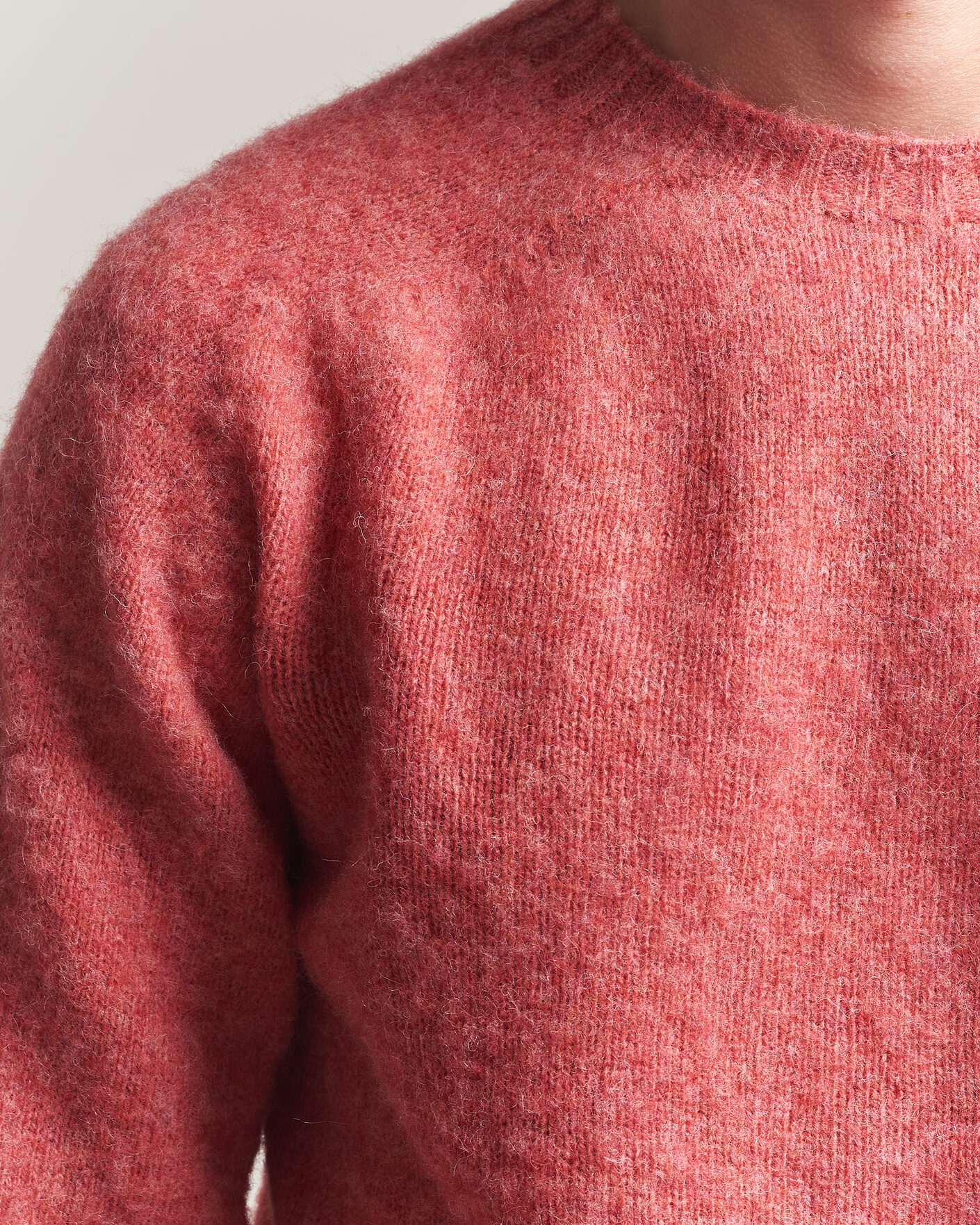 Homme | Pulls Et Tricots | Harley Of Scotland | Brushed Supersoft Lambswool Crewneck Tea Rose