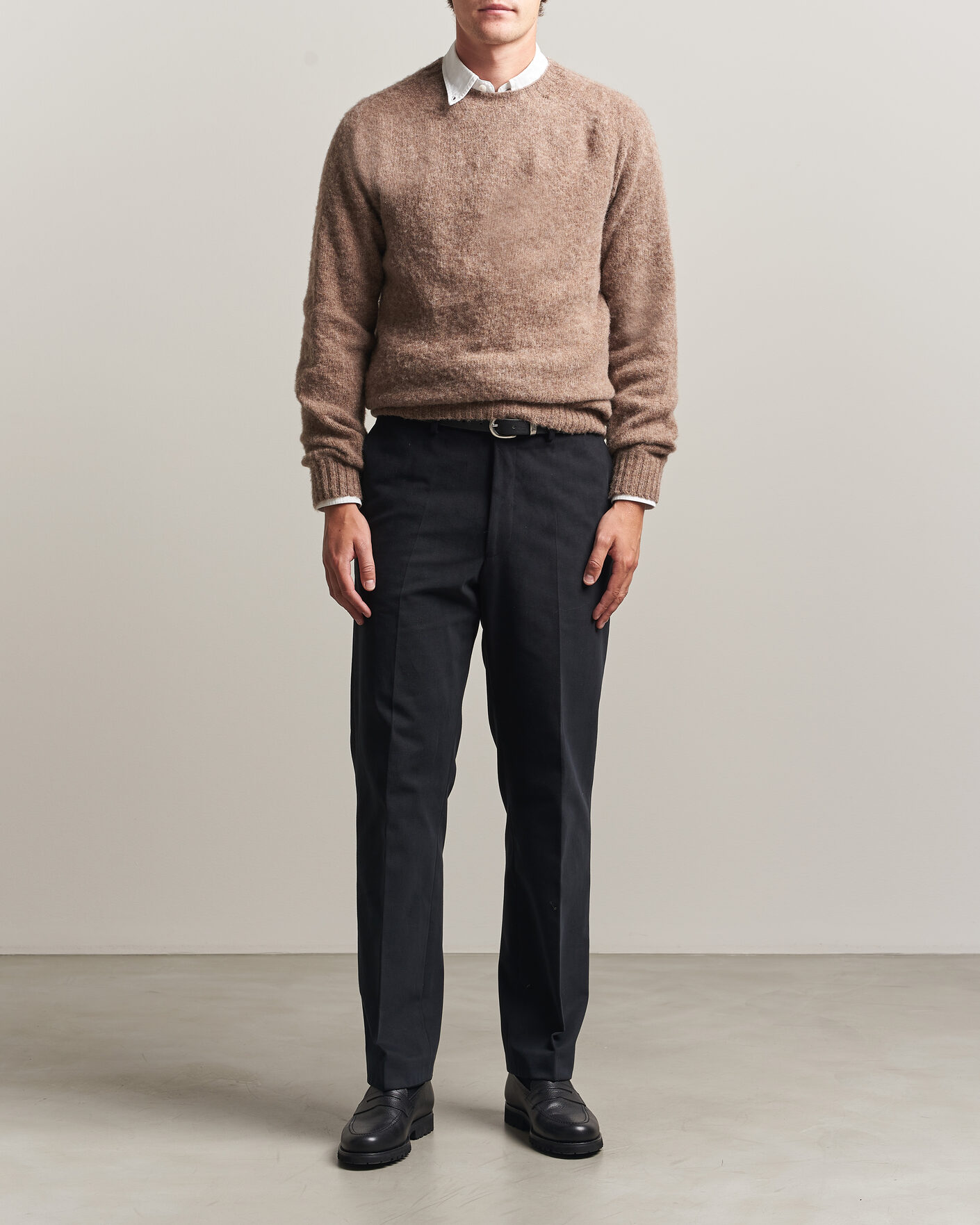 Homme | Pulls Et Tricots | Harley Of Scotland | Brushed Supersoft Lambswool Crewneck Tundra