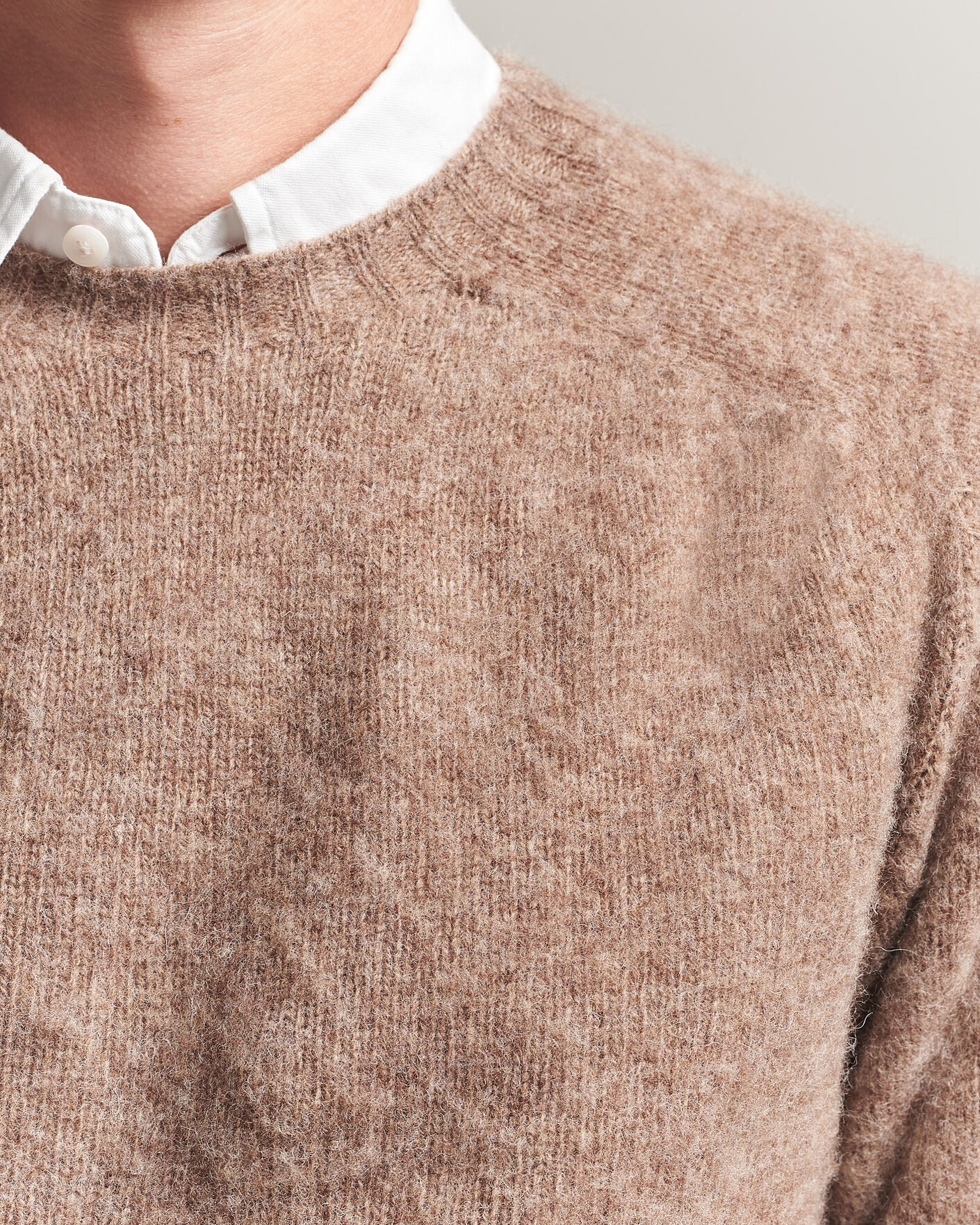 Homme | Pulls Et Tricots | Harley Of Scotland | Brushed Supersoft Lambswool Crewneck Tundra