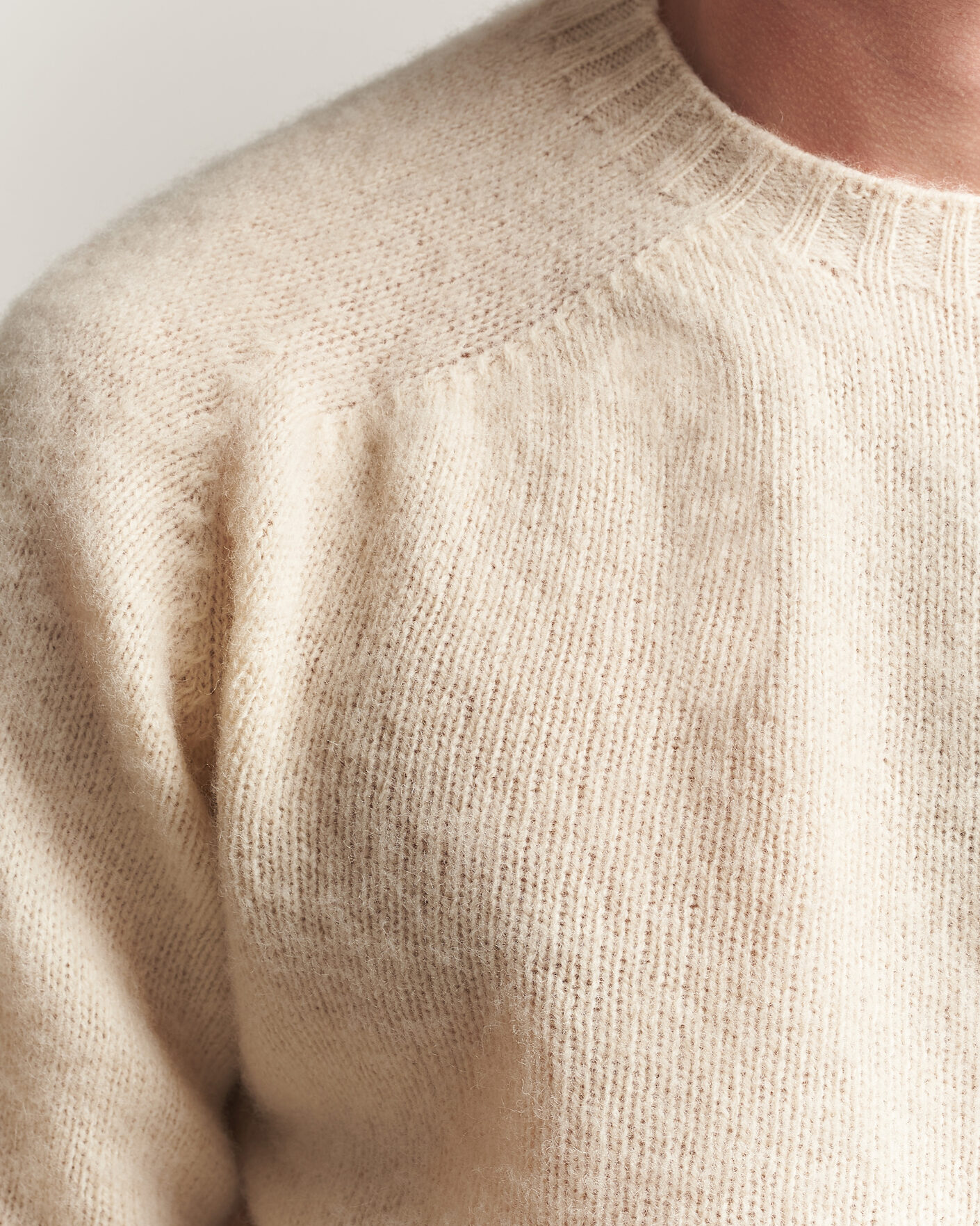 Homme | Pulls Et Tricots | Harley Of Scotland | Brushed Supersoft Lambswool Crewneck Vanilla