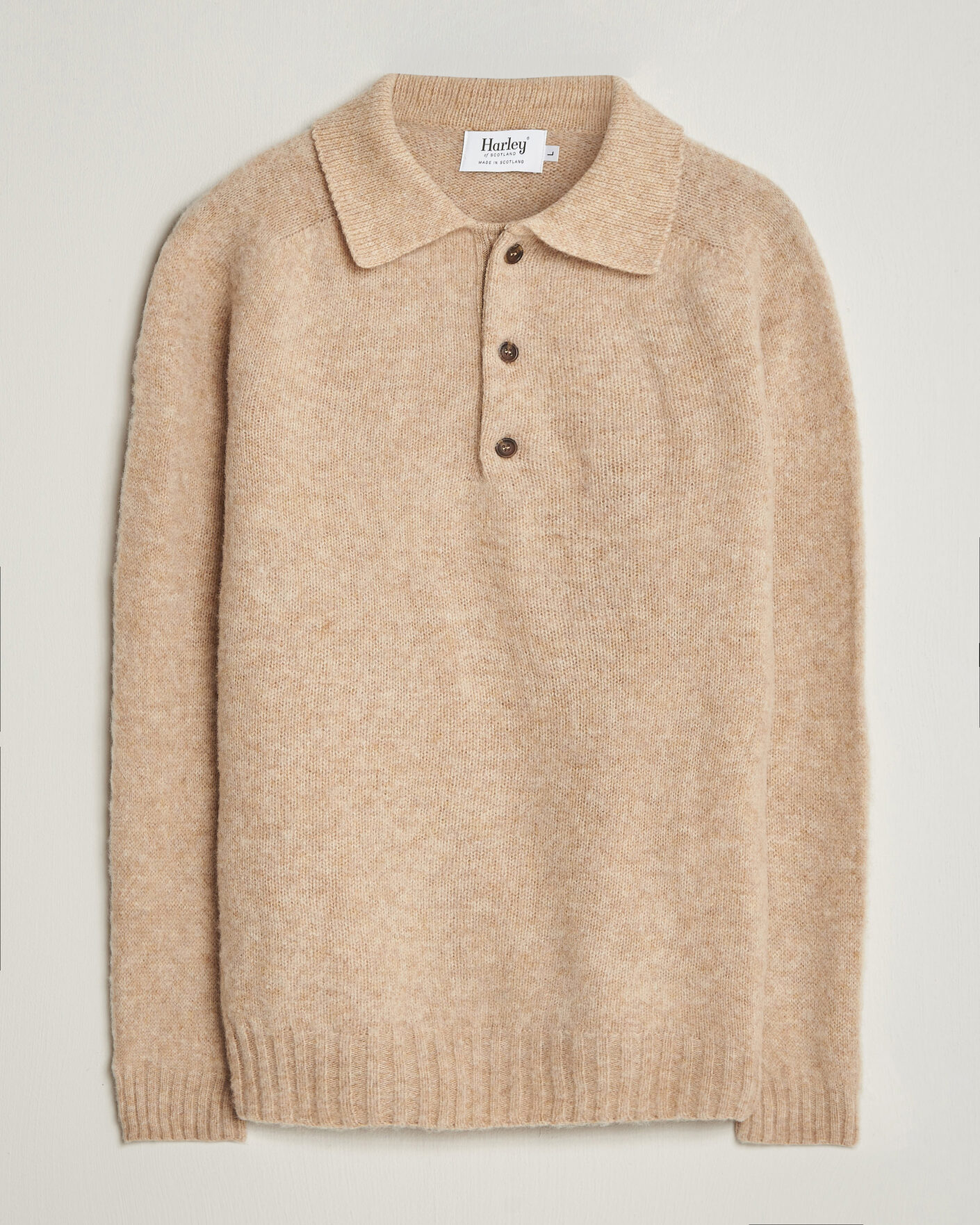 Homme | Pulls Et Tricots | Harley Of Scotland | Brushed Supersoft Lambswool Polo Calico
