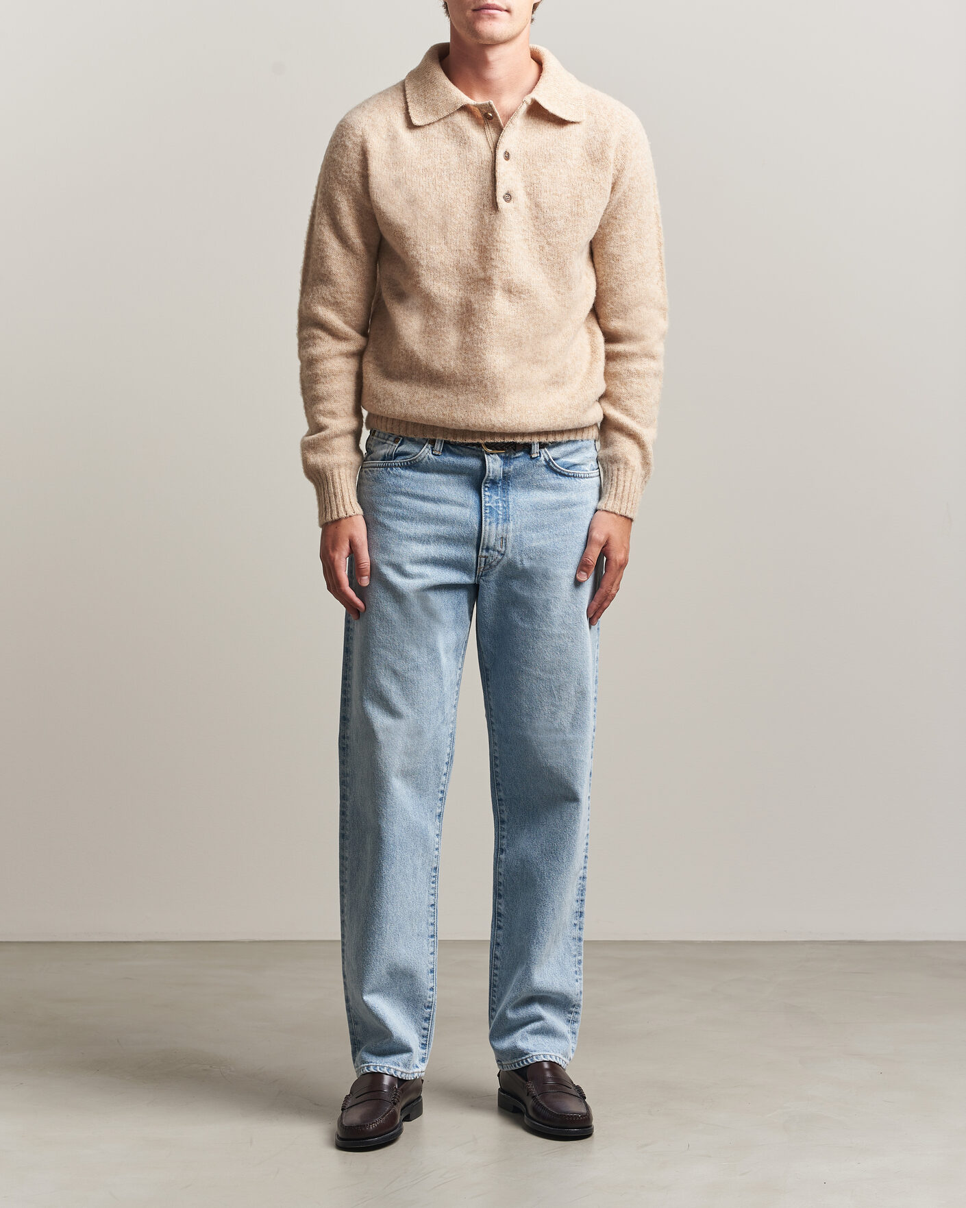 Homme | Pulls Et Tricots | Harley Of Scotland | Brushed Supersoft Lambswool Polo Calico