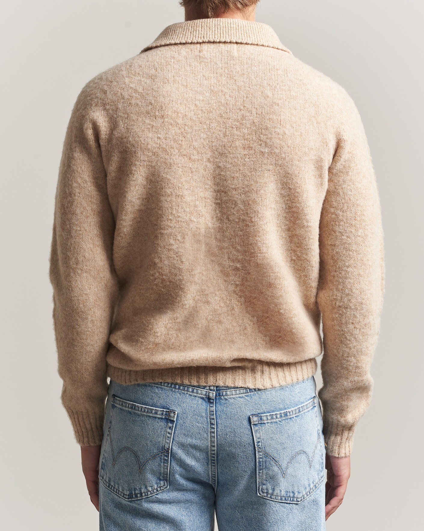 Homme | Pulls Et Tricots | Harley Of Scotland | Brushed Supersoft Lambswool Polo Calico
