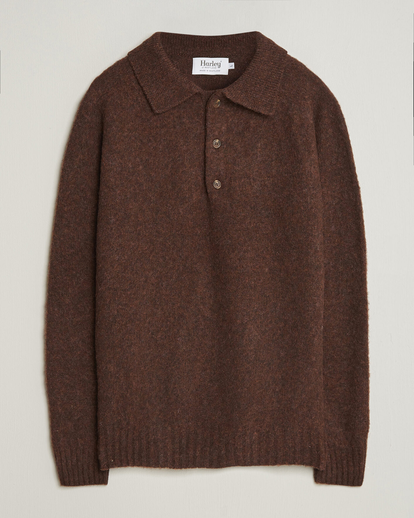 Homme | Pulls Et Tricots | Harley Of Scotland | Brushed Supersoft Lambswool Polo Marron