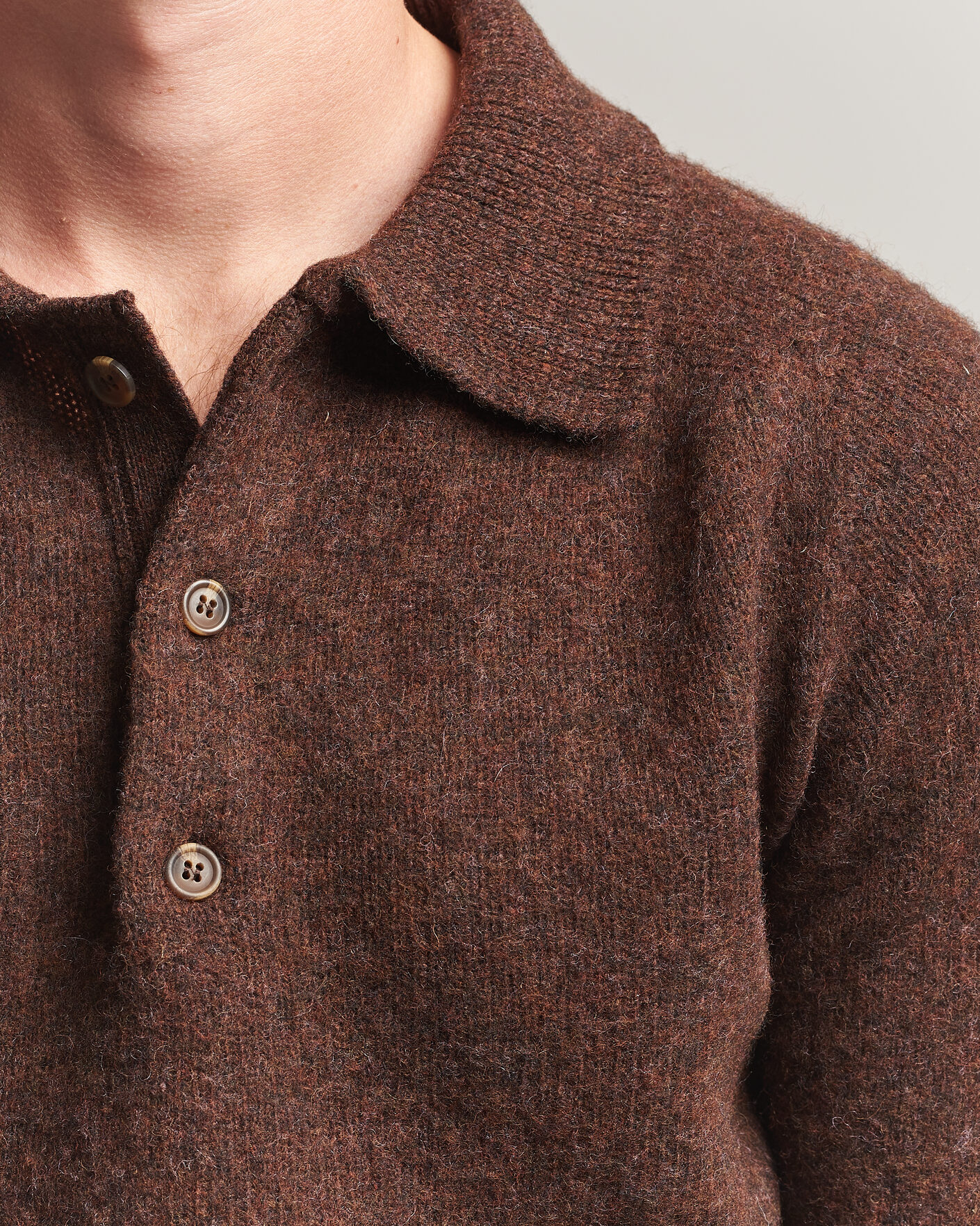 Homme | Pulls Et Tricots | Harley Of Scotland | Brushed Supersoft Lambswool Polo Marron