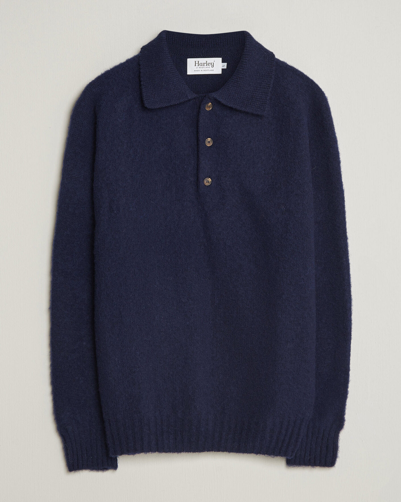Homme | Pulls Et Tricots | Harley Of Scotland | Brushed Supersoft Lambswool Polo Navy