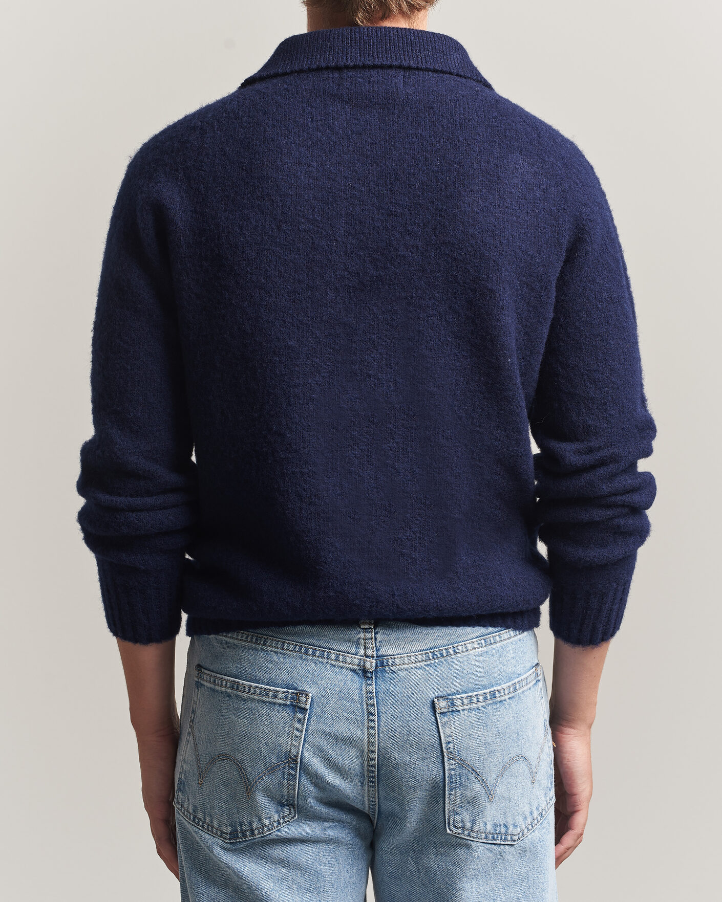 Homme | Pulls Et Tricots | Harley Of Scotland | Brushed Supersoft Lambswool Polo Navy