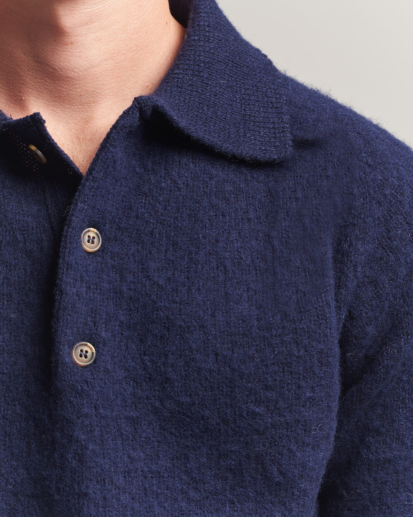 Homme | Pulls Et Tricots | Harley Of Scotland | Brushed Supersoft Lambswool Polo Navy