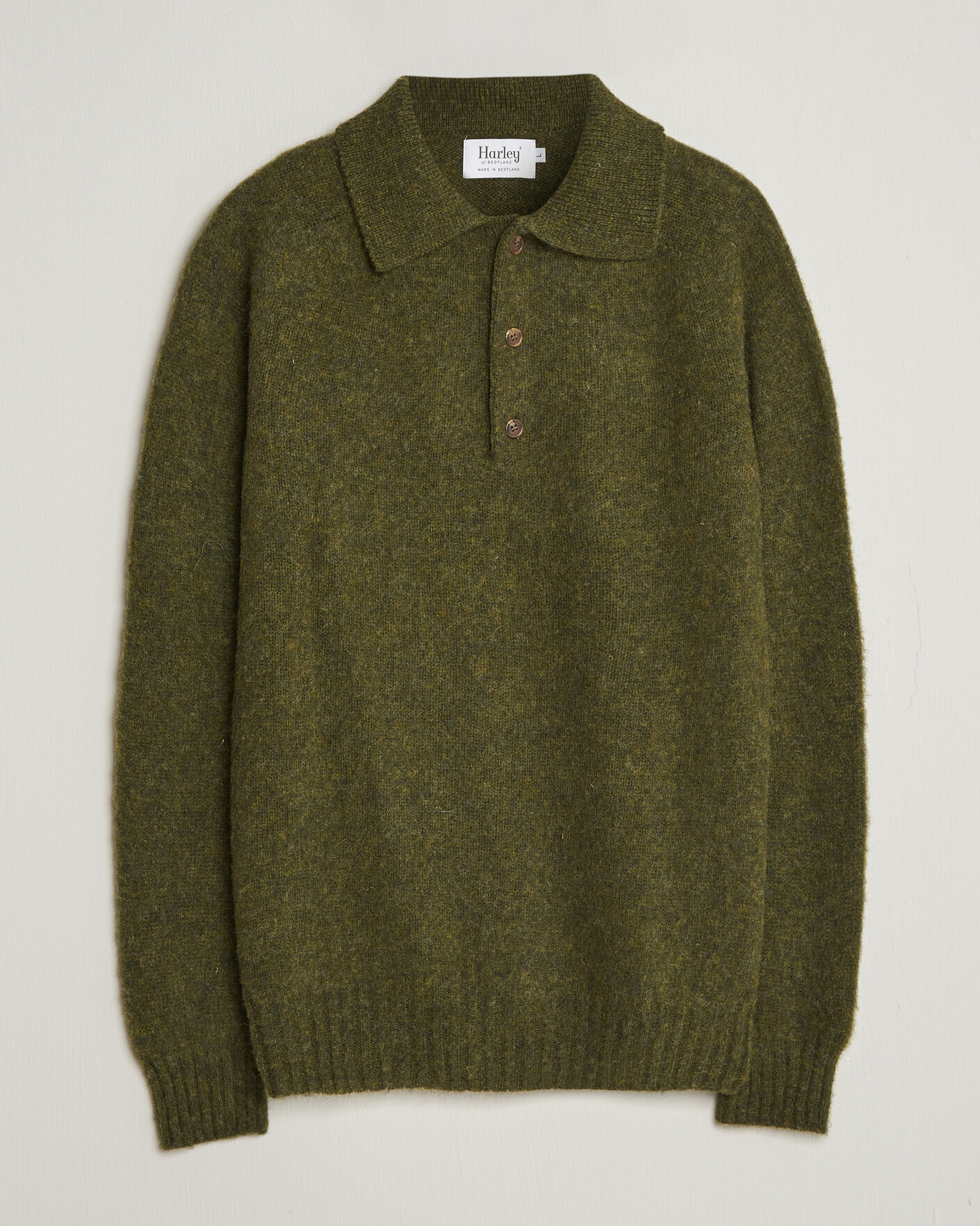 Homme | Pulls Et Tricots | Harley Of Scotland | Brushed Supersoft Lambswool Polo Scots Pine