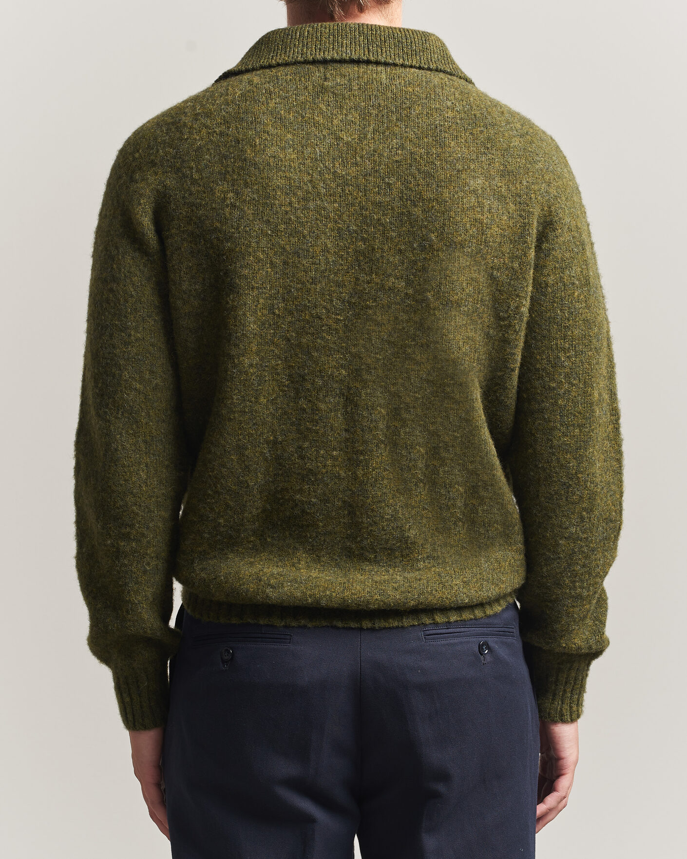Homme | Pulls Et Tricots | Harley Of Scotland | Brushed Supersoft Lambswool Polo Scots Pine