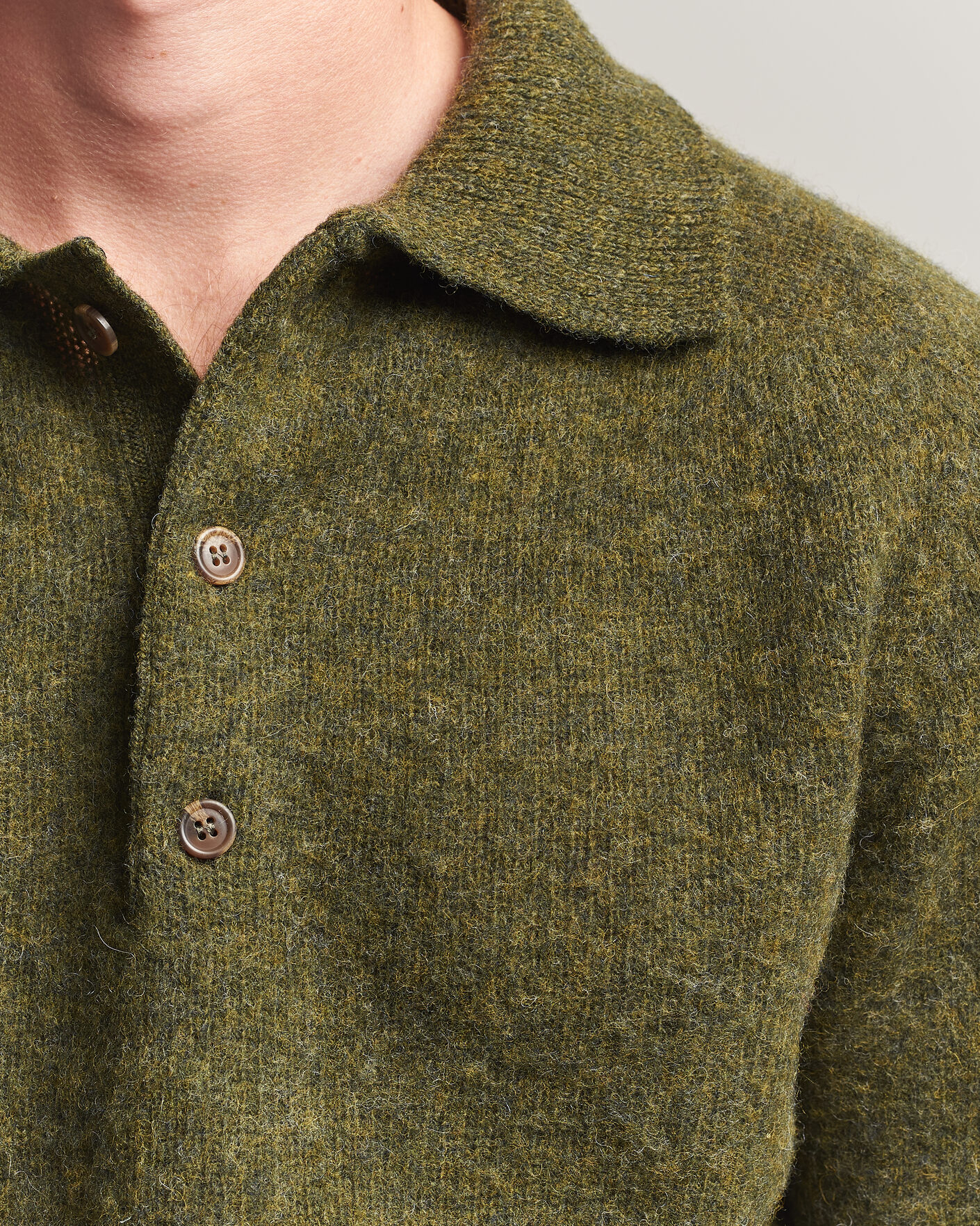 Homme | Pulls Et Tricots | Harley Of Scotland | Brushed Supersoft Lambswool Polo Scots Pine