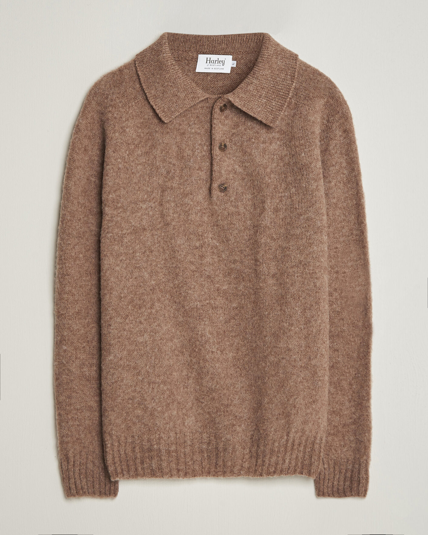 Homme | Pulls Et Tricots | Harley Of Scotland | Brushed Supersoft Lambswool Polo Tundra