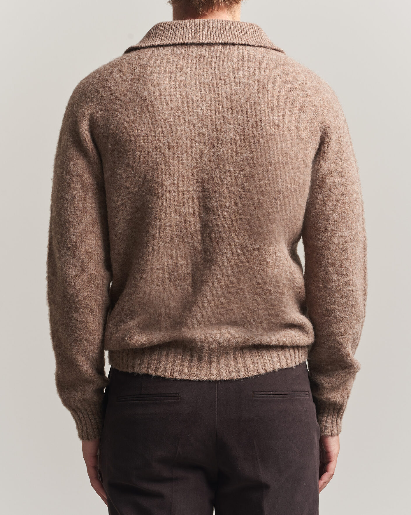 Homme | Pulls Et Tricots | Harley Of Scotland | Brushed Supersoft Lambswool Polo Tundra