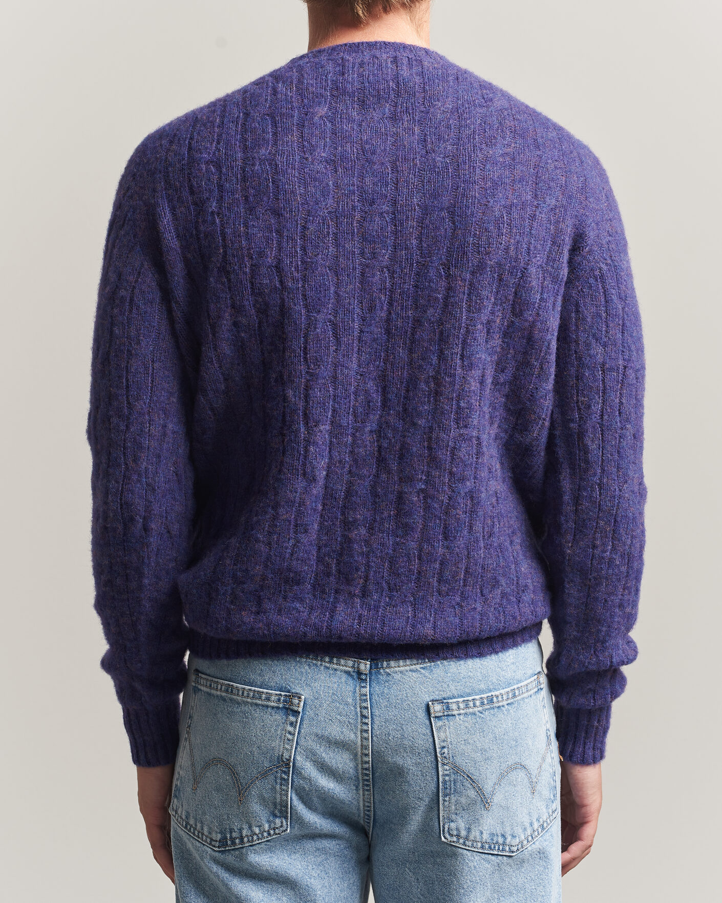 Homme | Pulls Et Tricots | Harley Of Scotland | Brushed Supersoft Lambswool Cable Iris