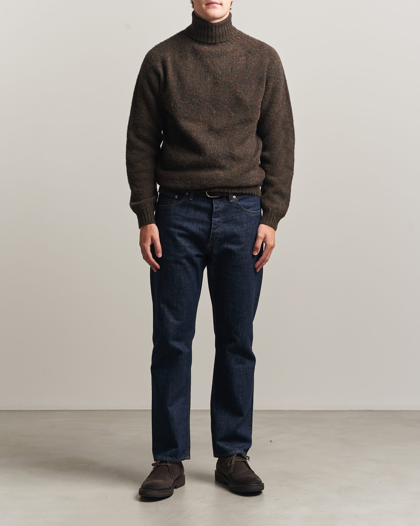 Homme | Pulls Et Tricots | Harley Of Scotland | Brushed Supersoft Lambswool Rollneck Carob