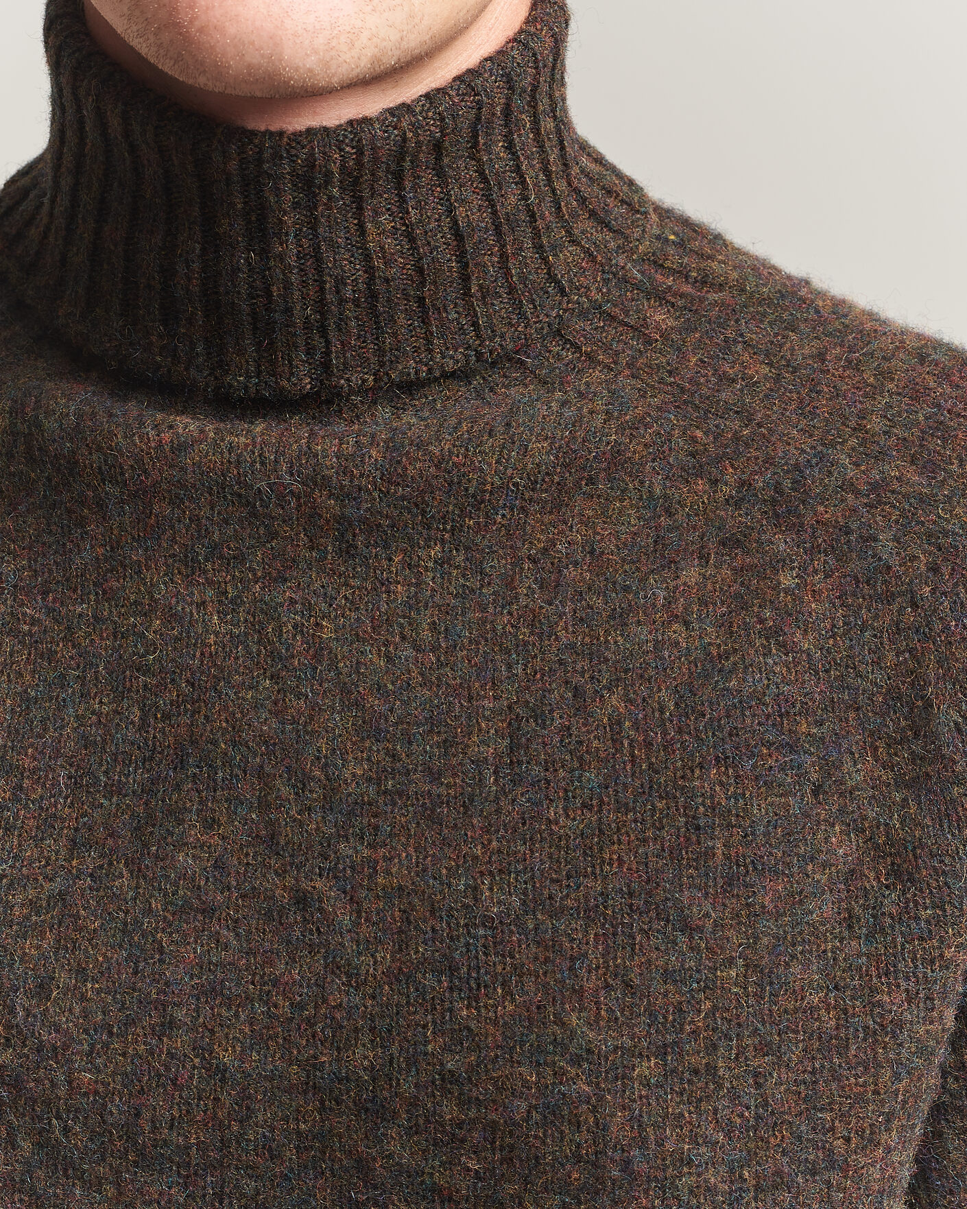 Homme | Pulls Et Tricots | Harley Of Scotland | Brushed Supersoft Lambswool Rollneck Carob