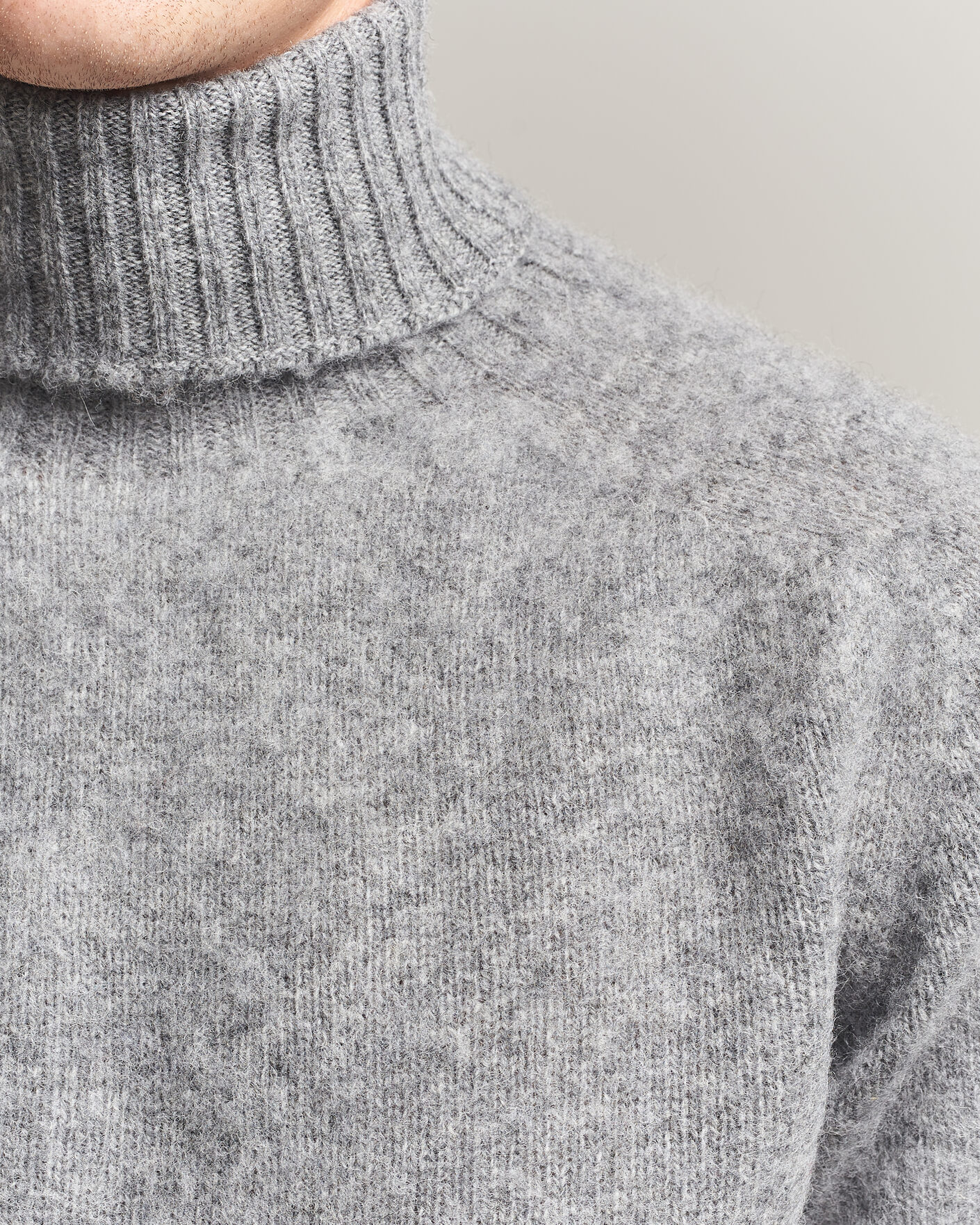Homme | Pulls Et Tricots | Harley Of Scotland | Brushed Supersoft Lambswool Rollneck Mid Grey