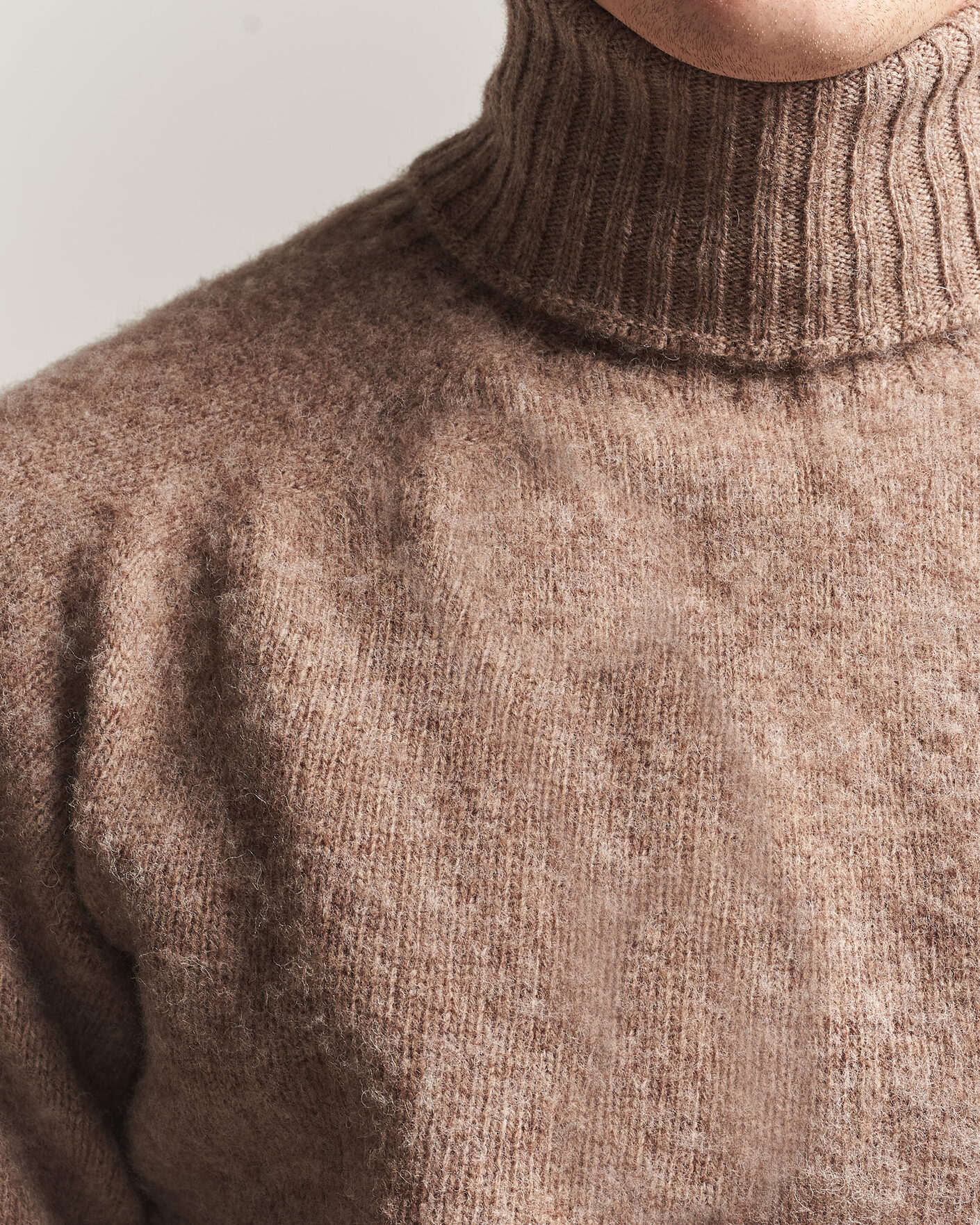Homme | Pulls Et Tricots | Harley Of Scotland | Brushed Supersoft Lambswool Rollneck Tundra