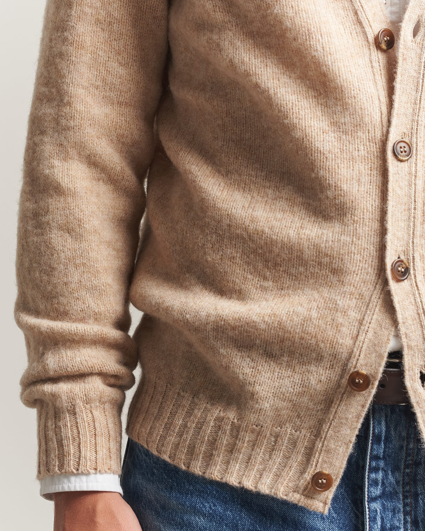 Homme | Pulls Et Tricots | Harley Of Scotland | Brushed Supersoft Lambswool Cardigan Calico