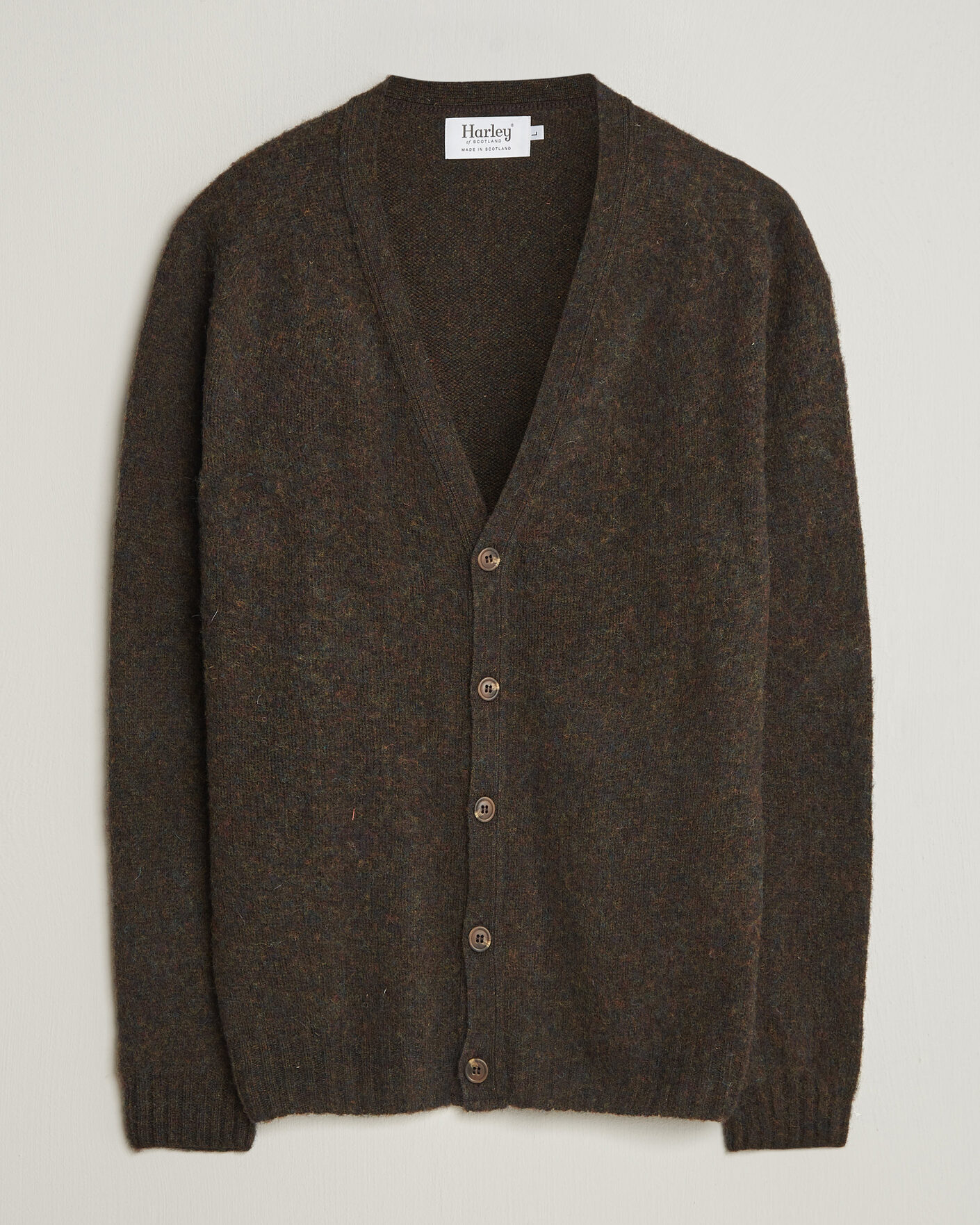 Homme | Pulls Et Tricots | Harley Of Scotland | Brushed Supersoft Lambswool Cardigan Carob
