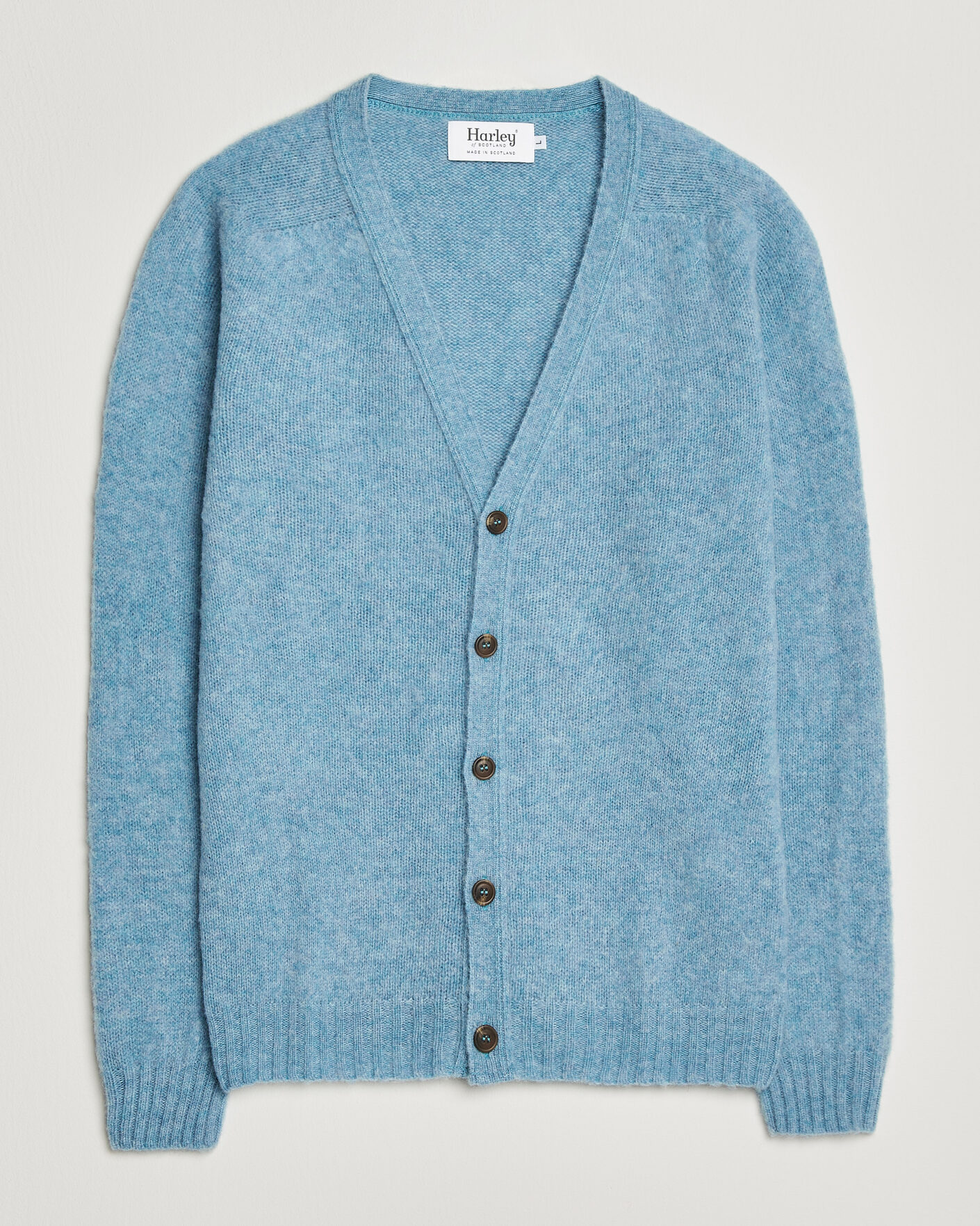 Homme | Pulls Et Tricots | Harley Of Scotland | Brushed Supersoft Lambswool Cardigan Loch Blue