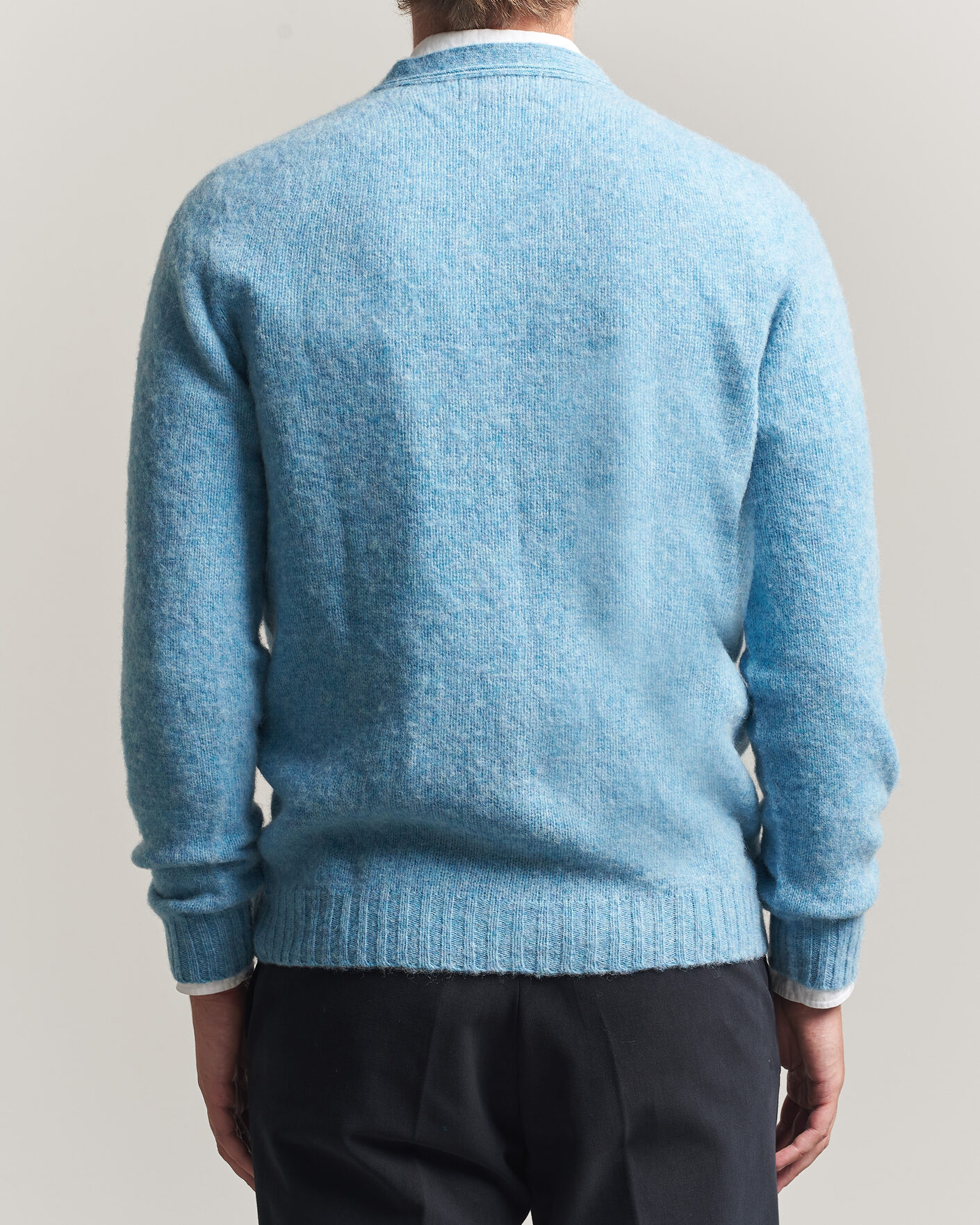 Homme | Pulls Et Tricots | Harley Of Scotland | Brushed Supersoft Lambswool Cardigan Loch Blue