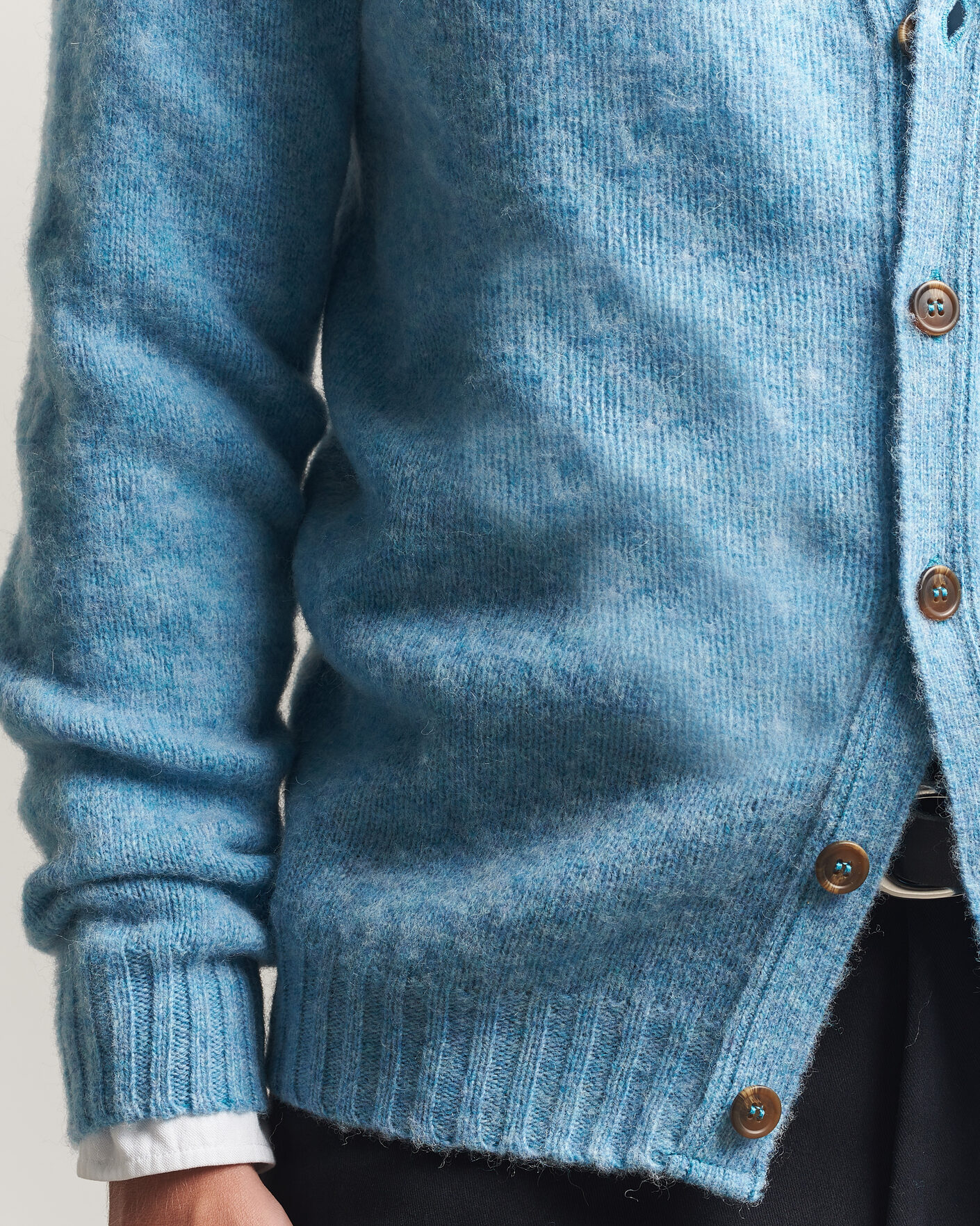 Homme | Pulls Et Tricots | Harley Of Scotland | Brushed Supersoft Lambswool Cardigan Loch Blue