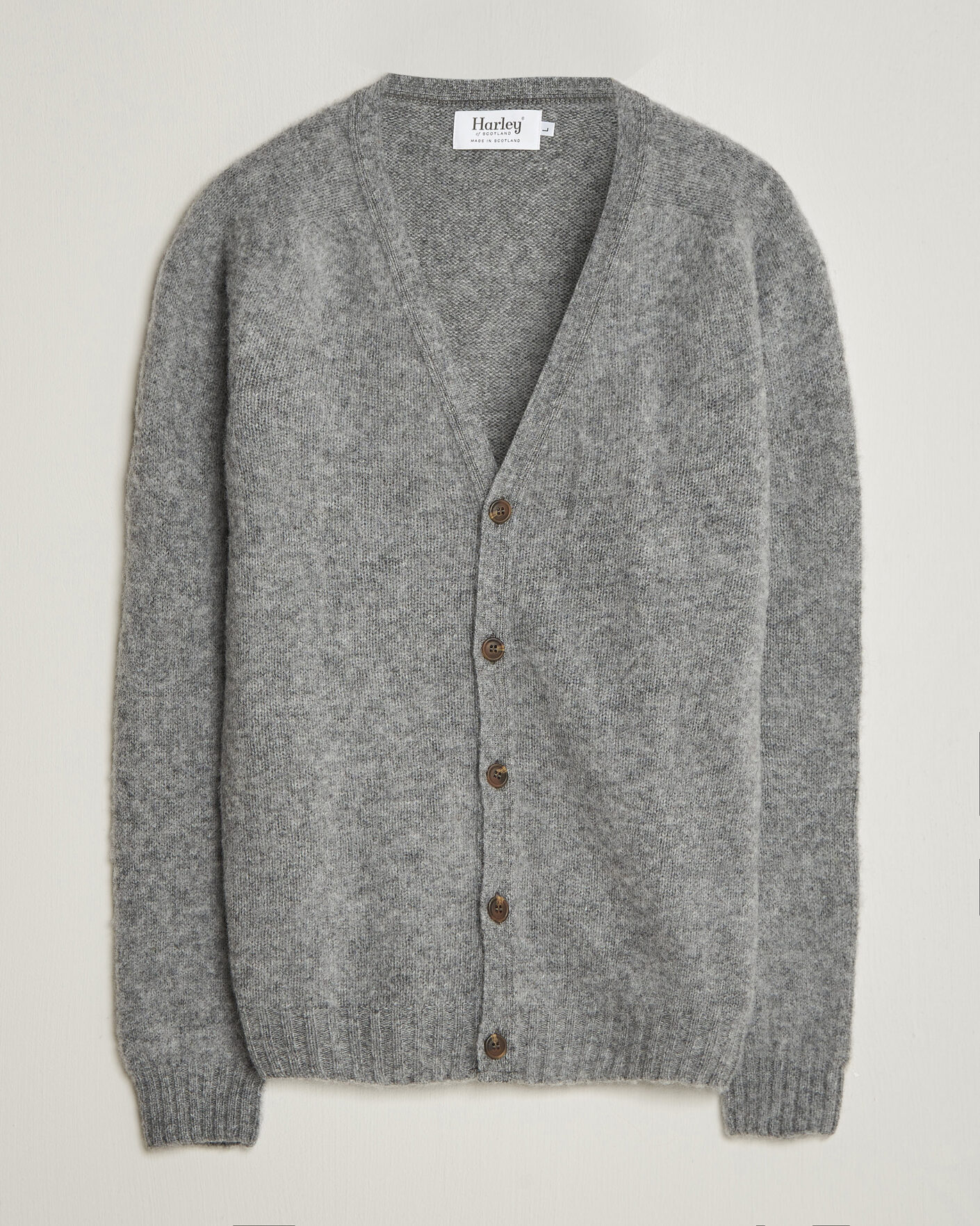 Homme | Pulls Et Tricots | Harley Of Scotland | Brushed Supersoft Lambswool Cardigan Mid Grey
